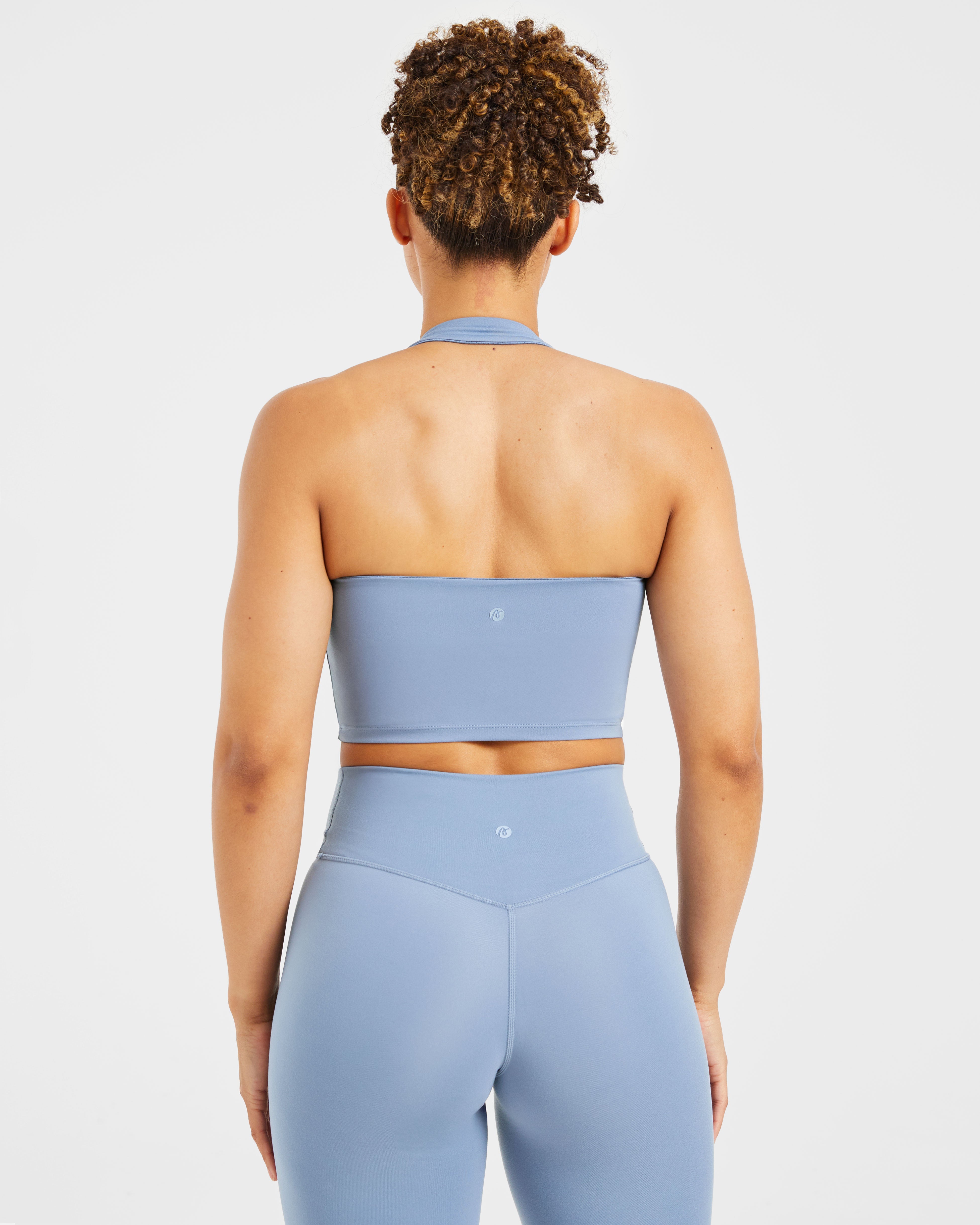 Staple Halterneck Crop Top - Slate Bleu