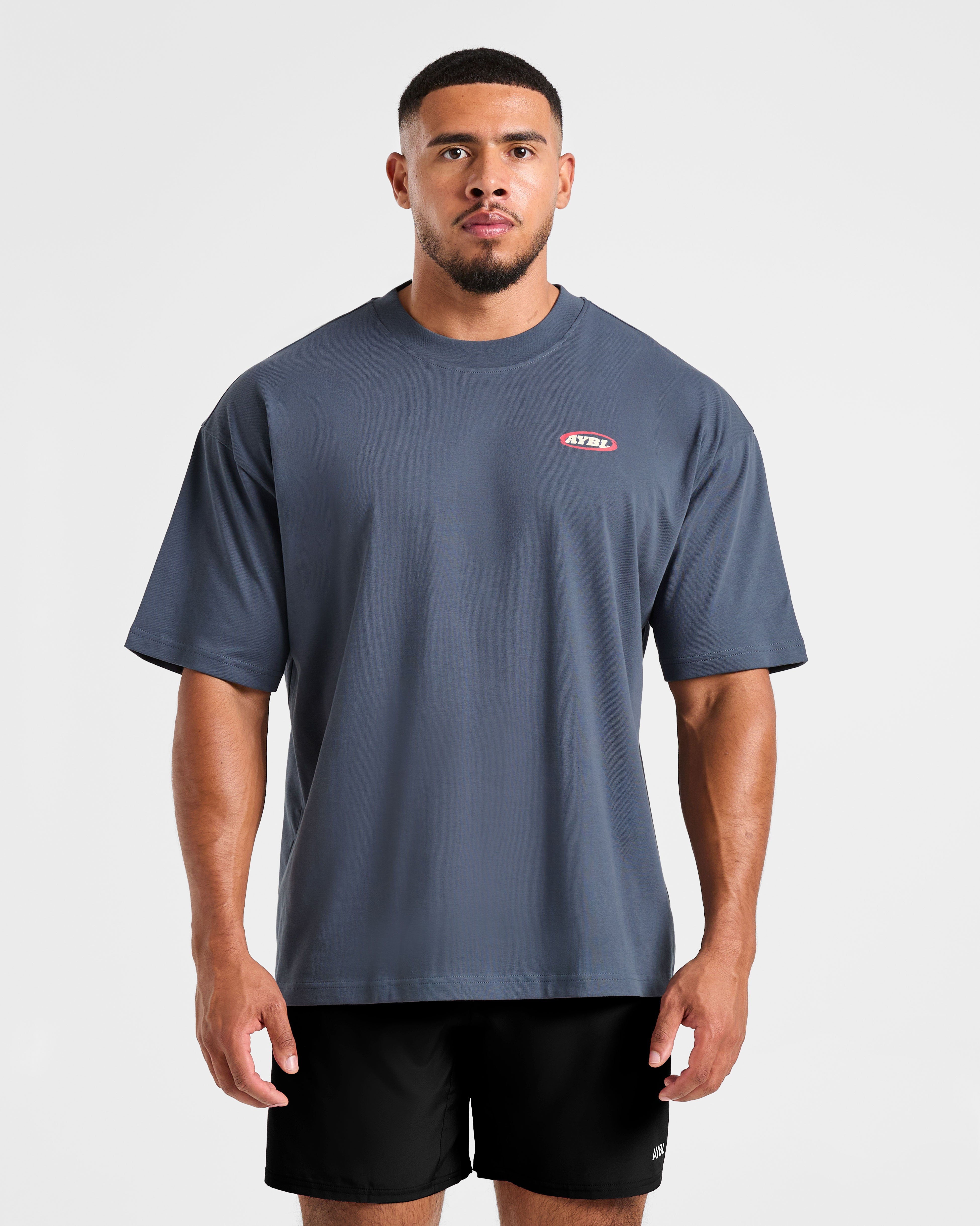 Athletics Script Oversized T Shirt - Vintage Bleu