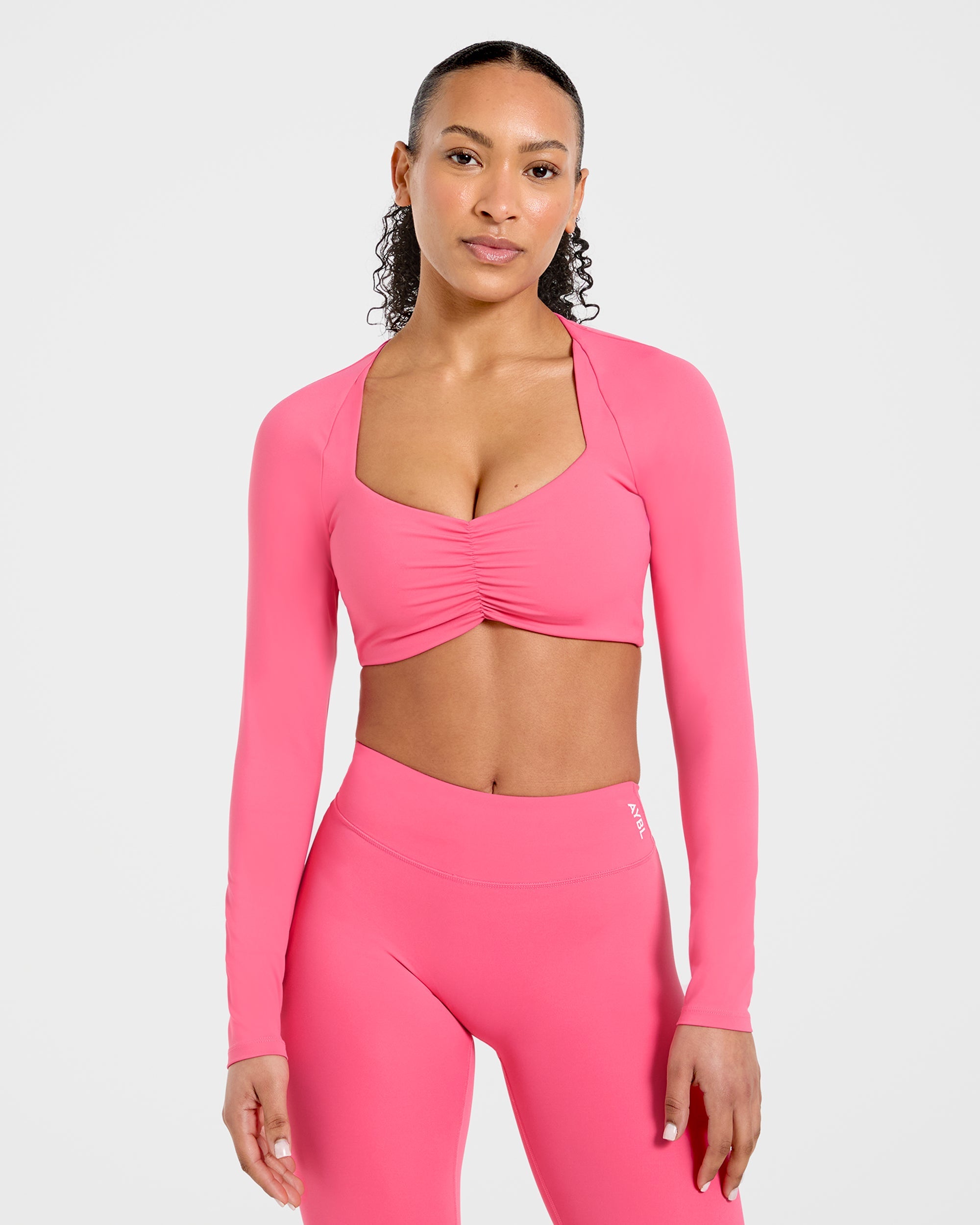 Physique Long Sleeve Crop Top - Roseberry Rose