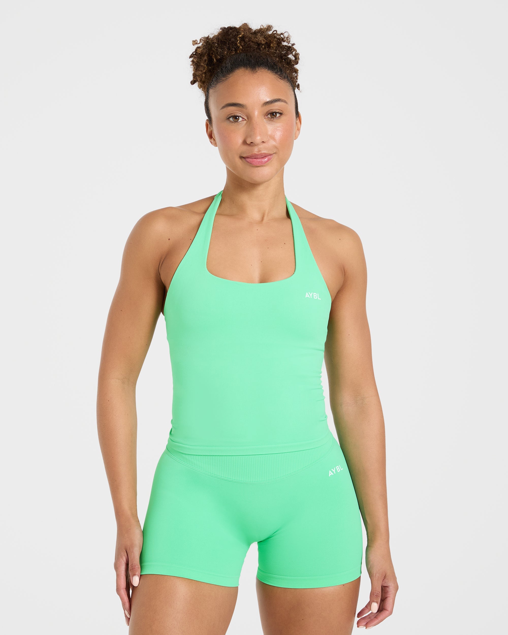 Enhance Seamless Halterneck Top - Mint Vert