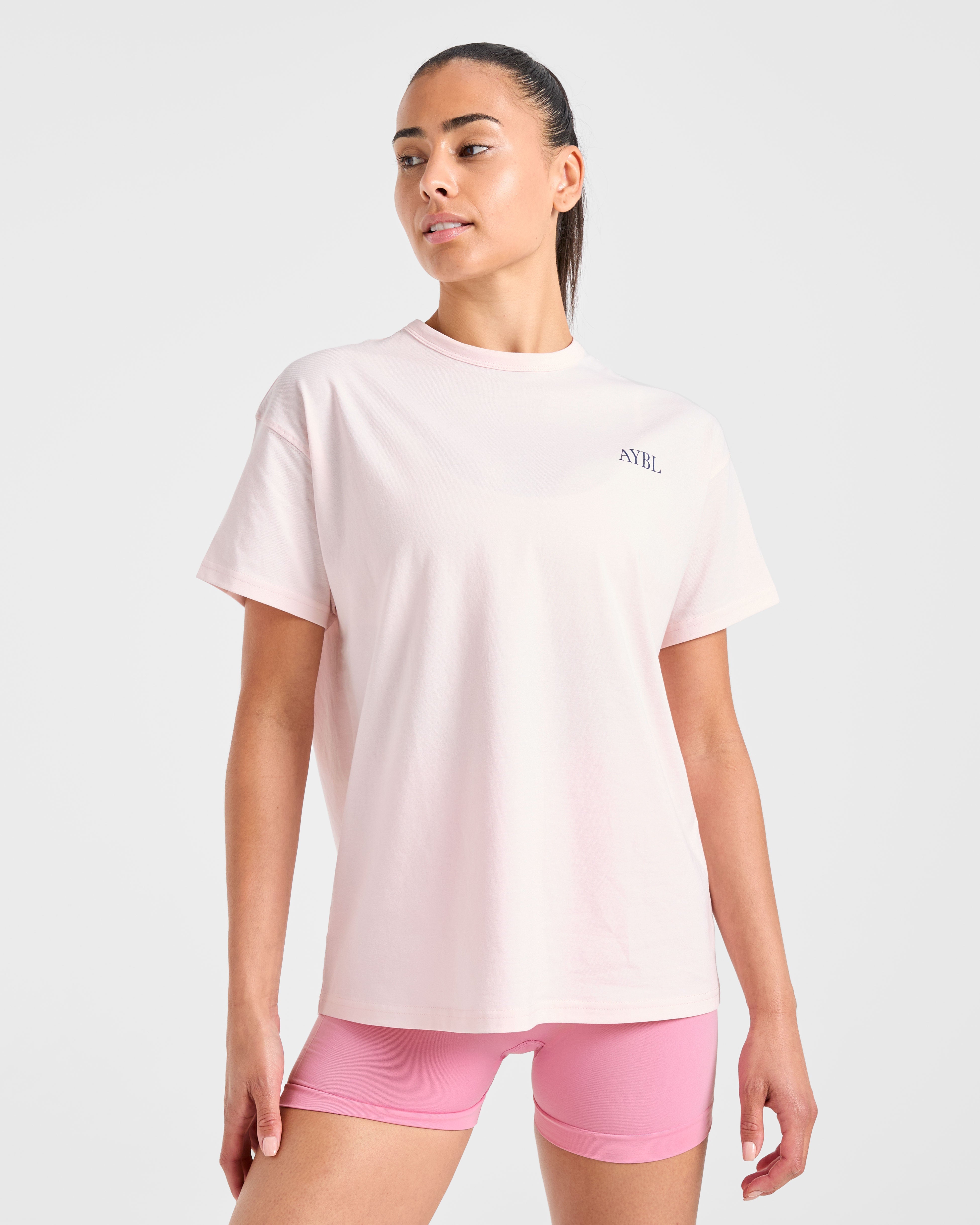AYBL Sports Club Script Oversized T Shirt - Rose