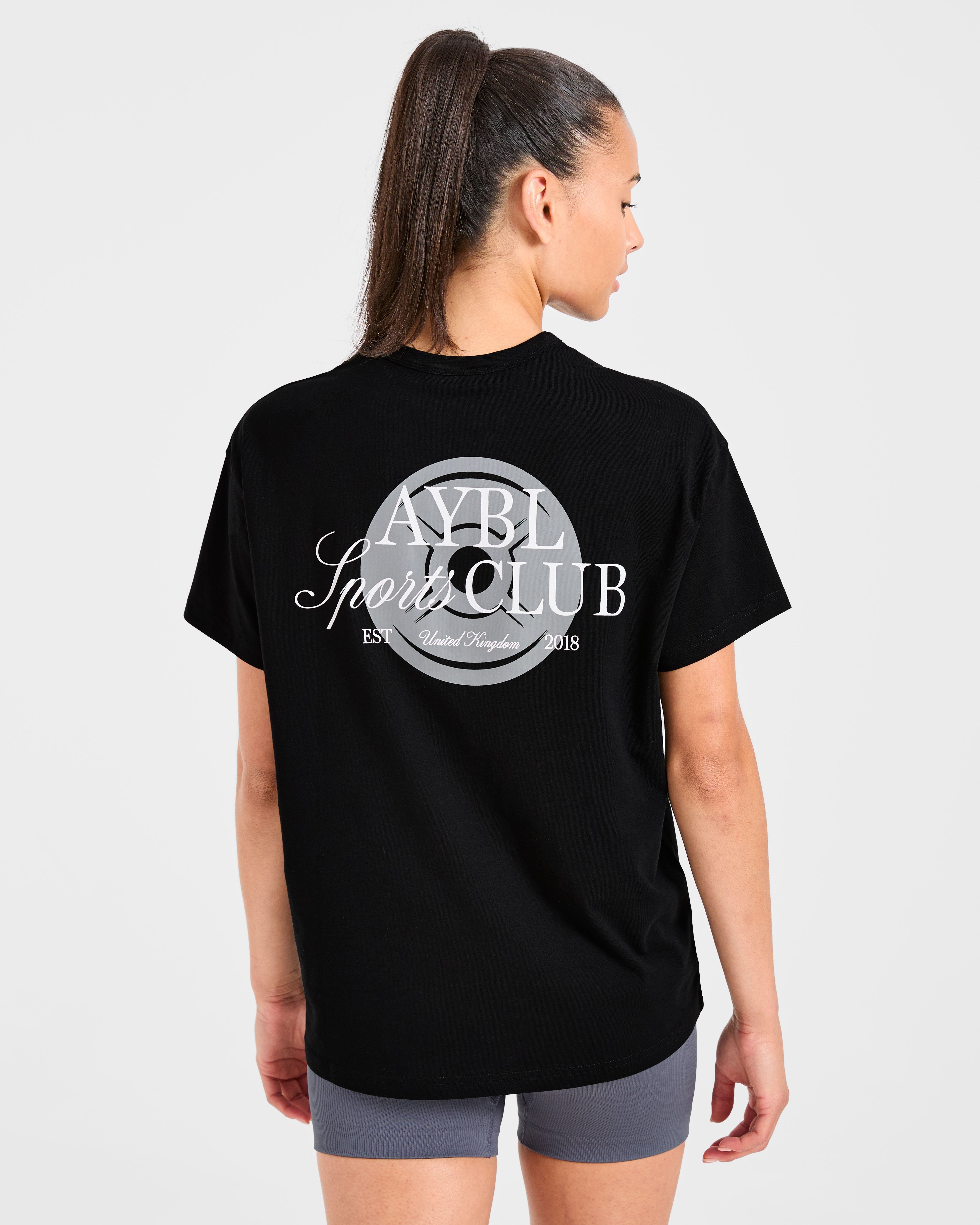 AYBL Sports Club Script Oversized T Shirt - Noir