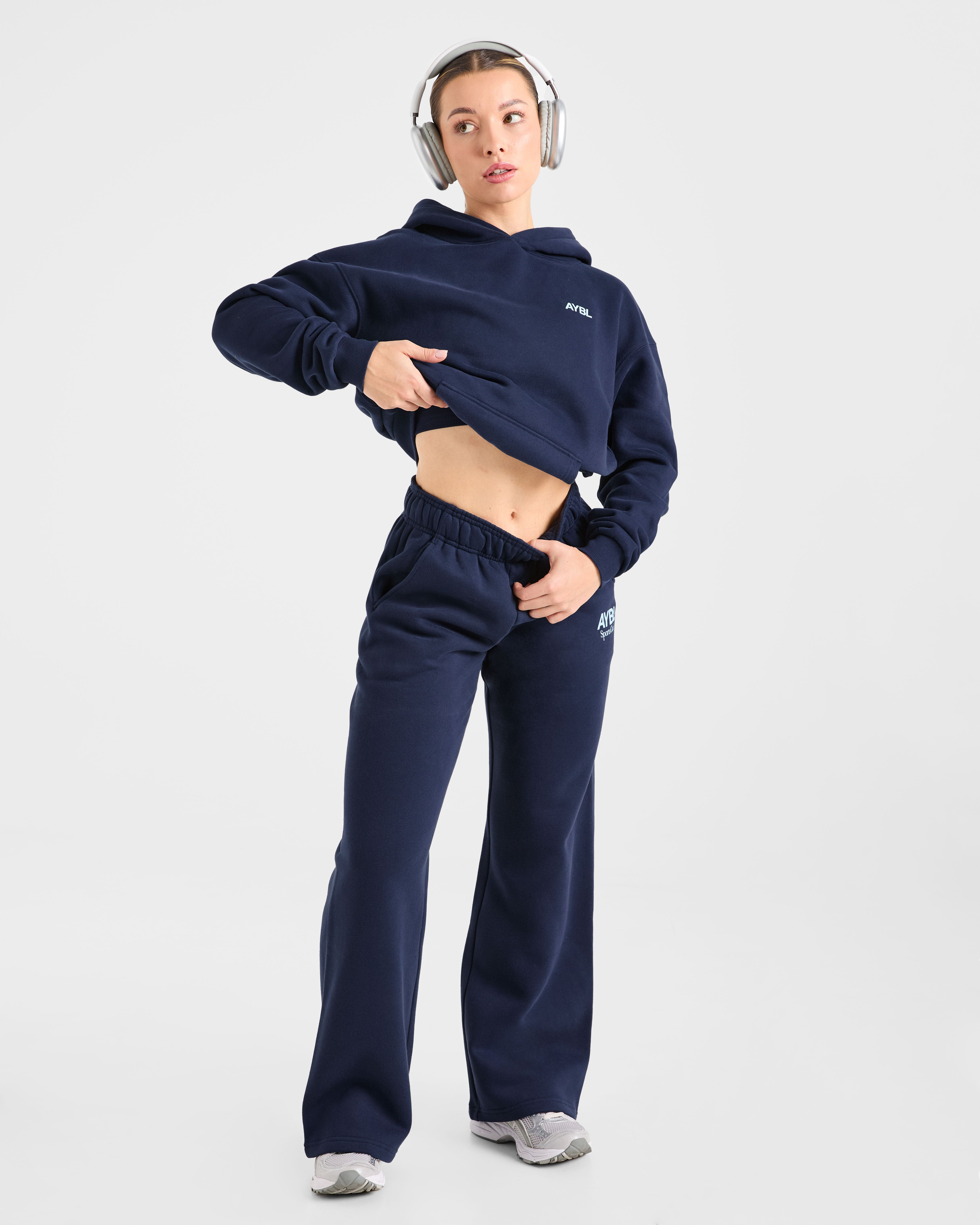 AYBL Sports Club Oversized Straight Leg Joggers - Navy/Bleu