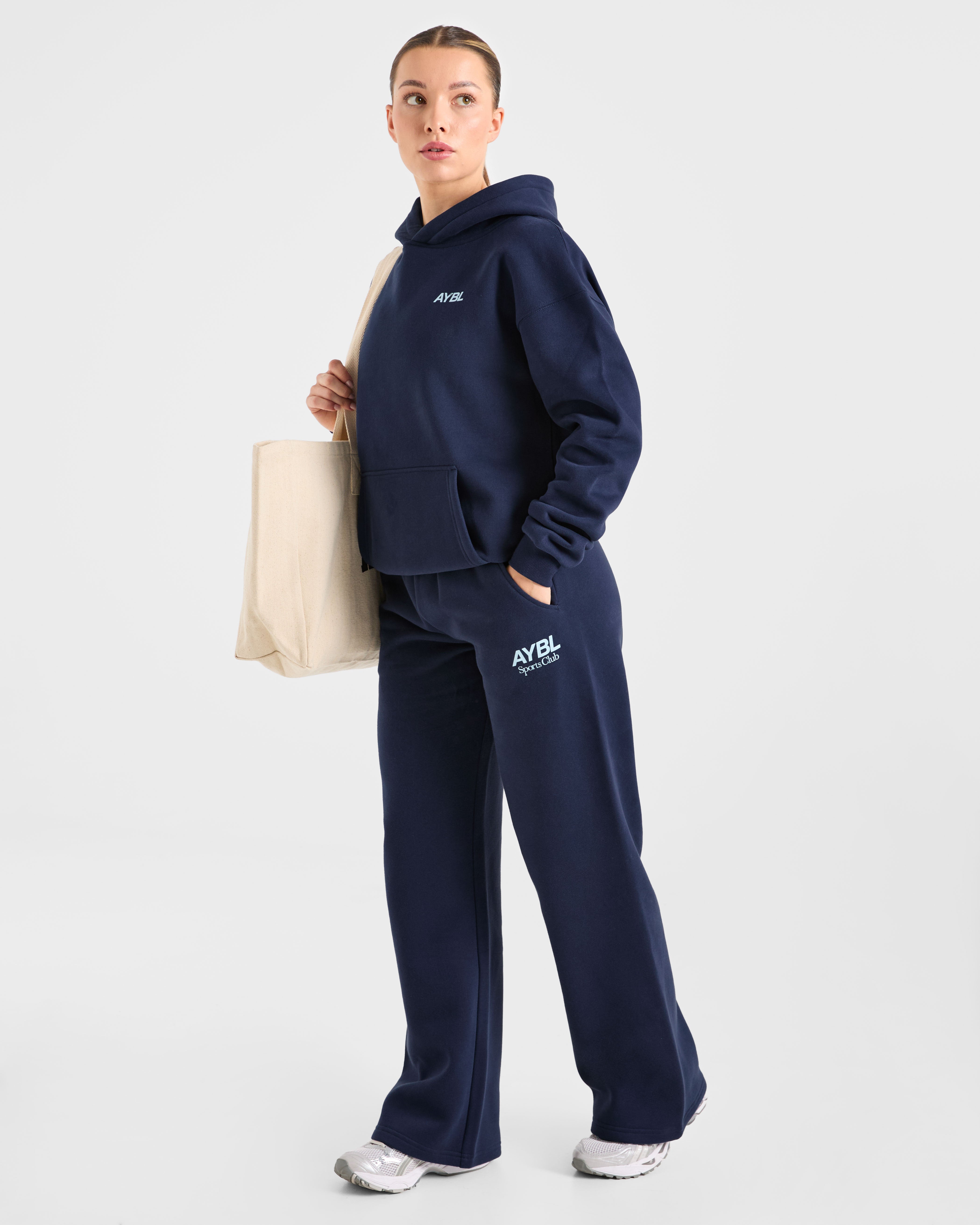 AYBL Sports Club Oversized Straight Leg Joggers - Navy/Bleu