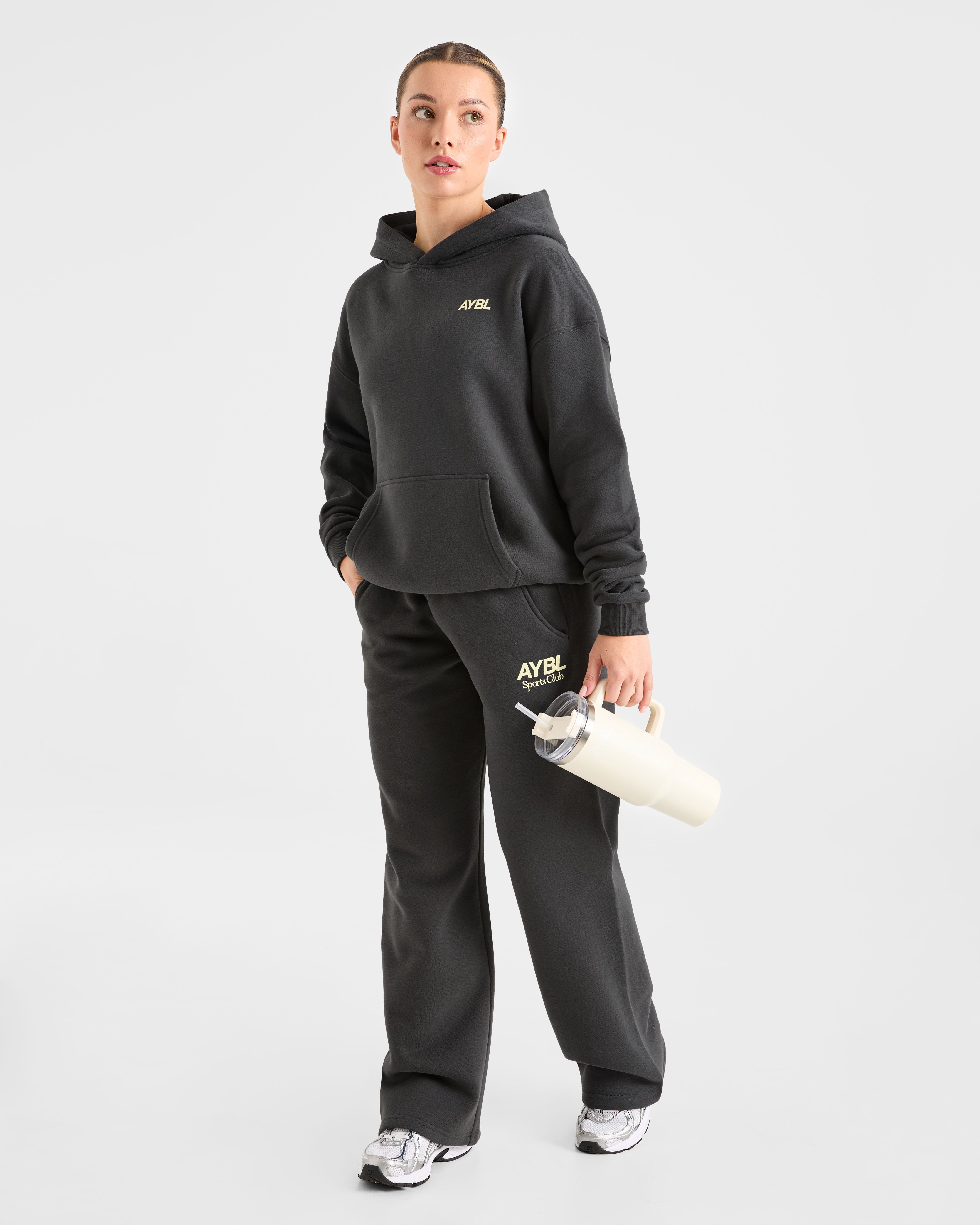 AYBL Sports Club Oversized Hoodie - Charcoal/Jaune