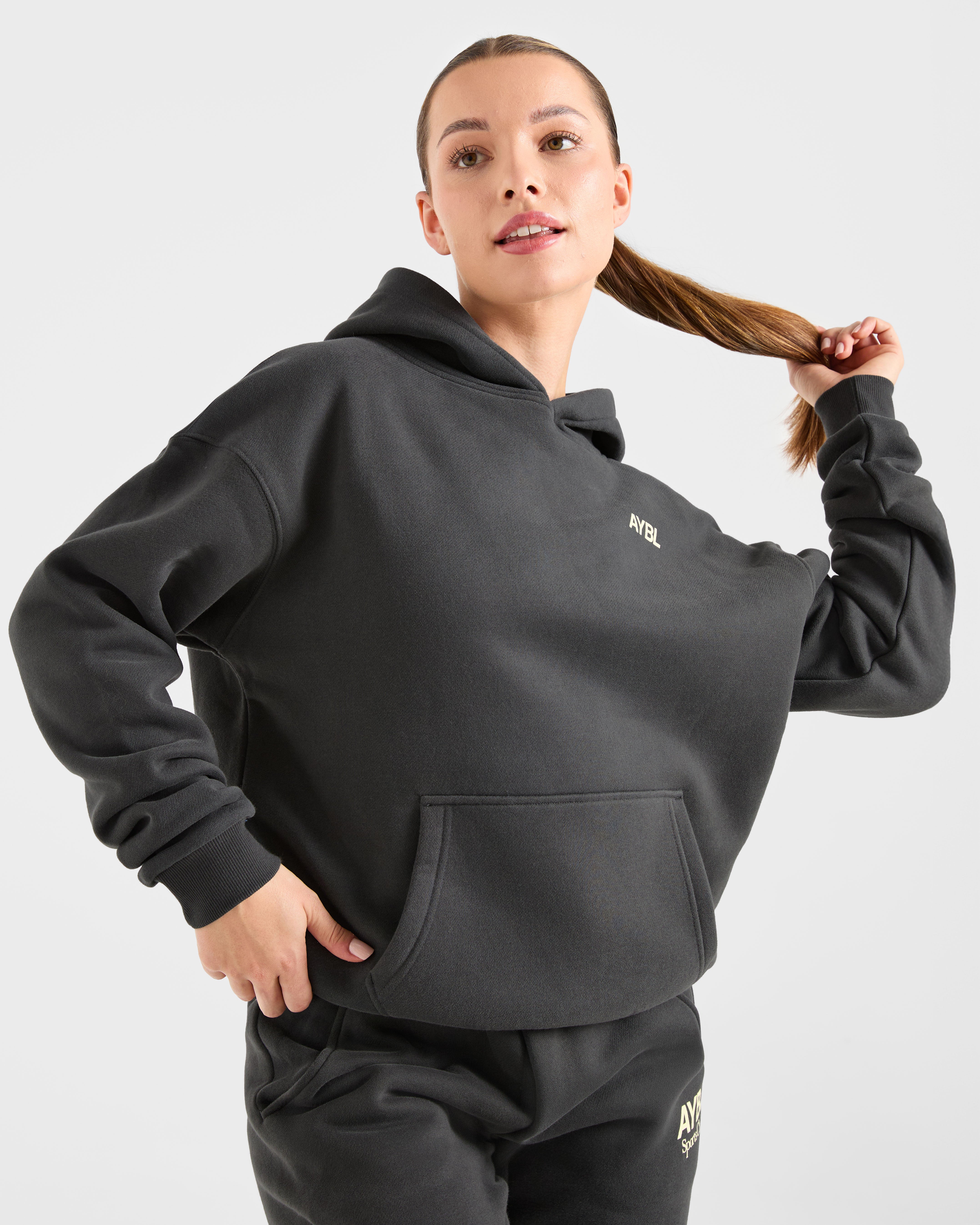 AYBL Sports Club Oversized Hoodie - Charcoal/Jaune