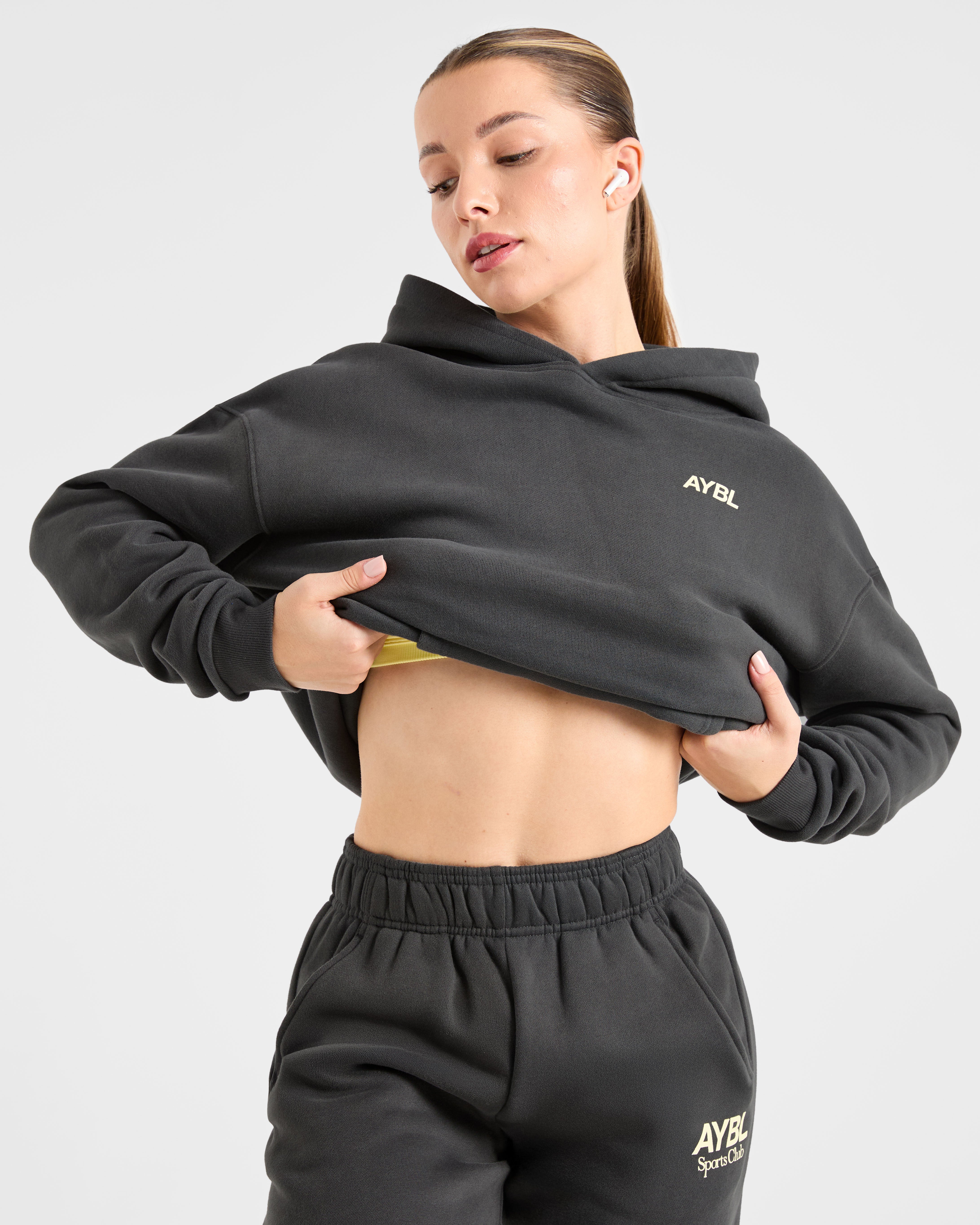 AYBL Sports Club Oversized Straight Leg Joggers - Charcoal/Jaune