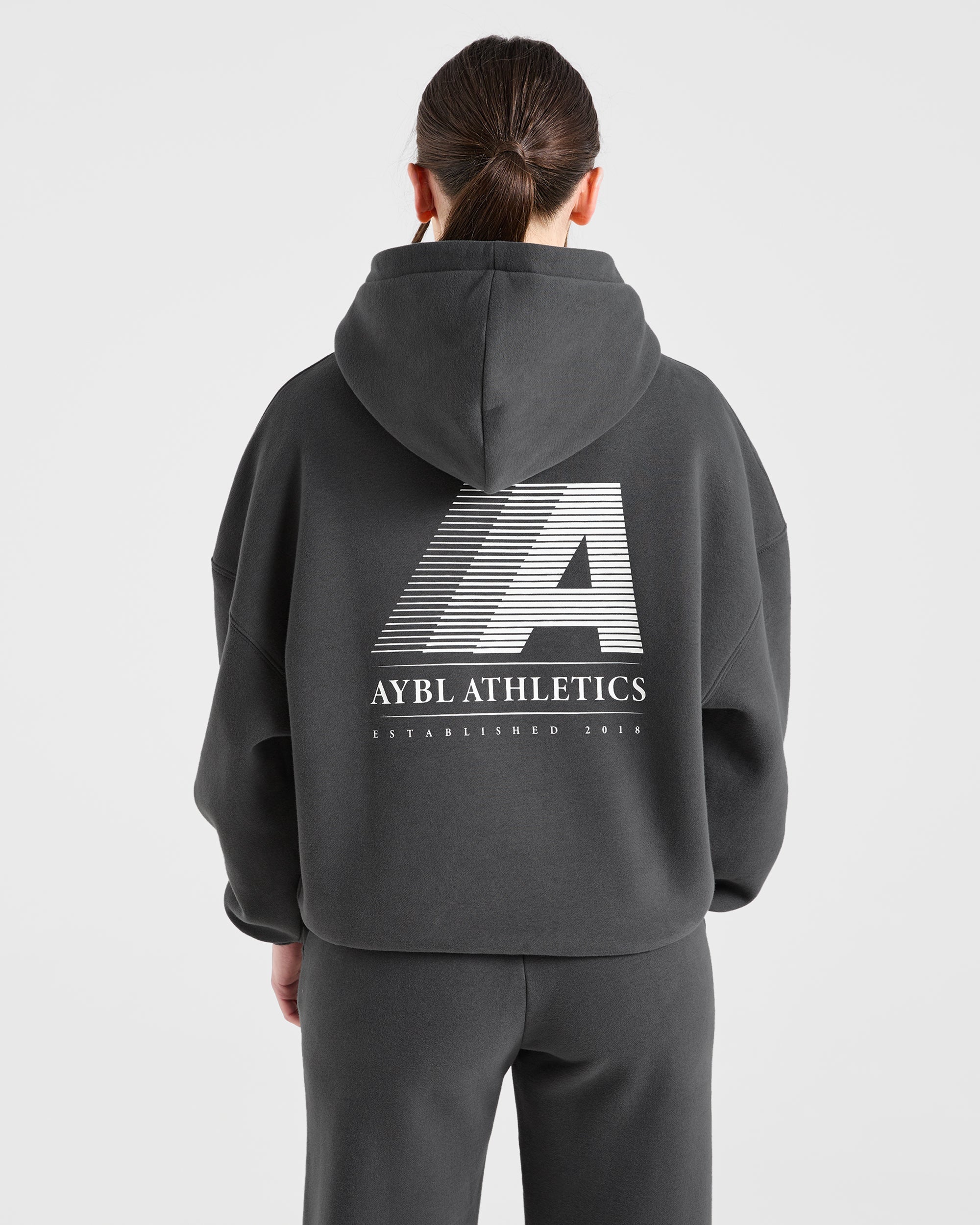 Retro Athletics Oversized Hoodie - Charcoal