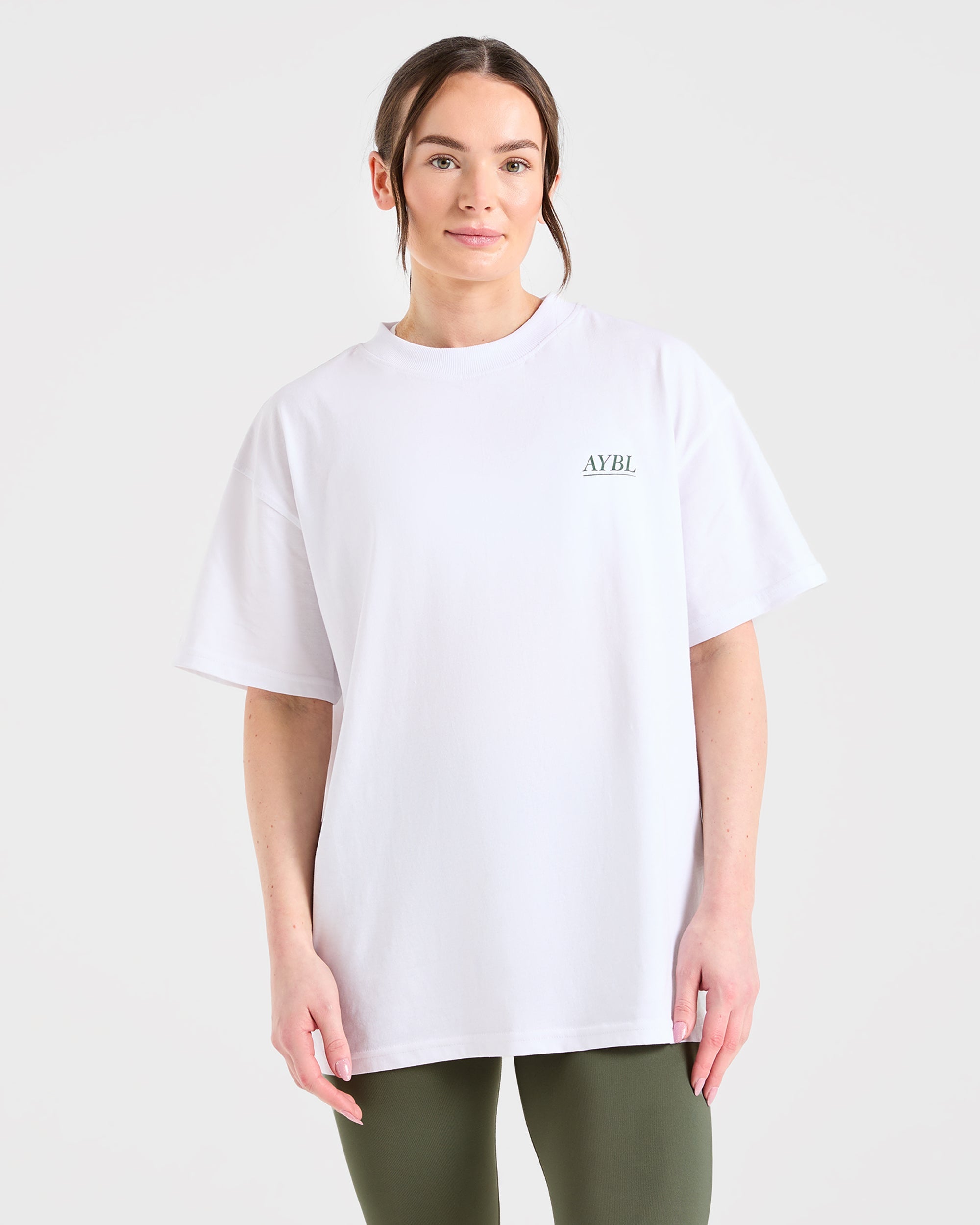 Power Lifting Illustration T Shirt - Blanc/Vert