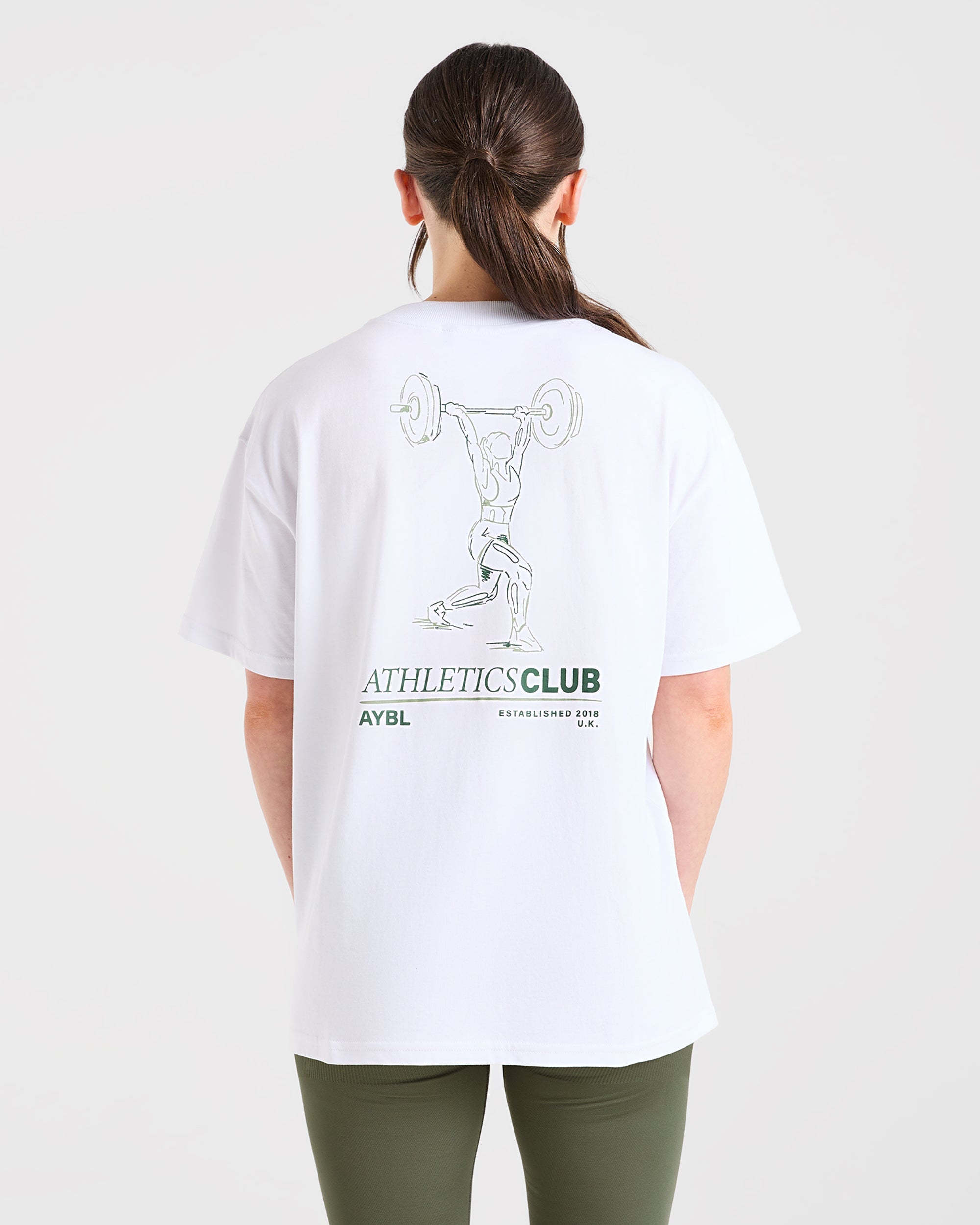 Power Lifting Illustration T Shirt - Blanc/Vert