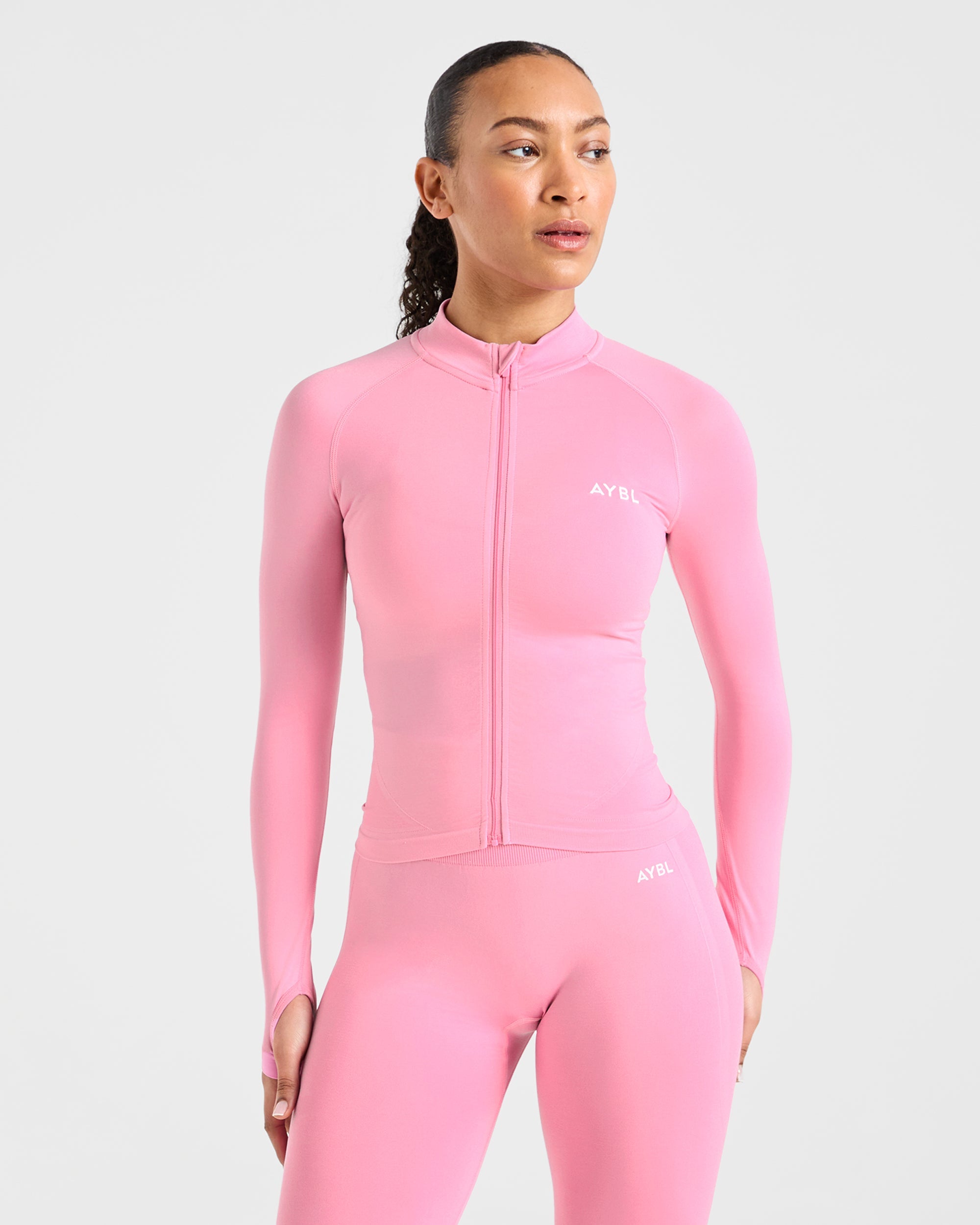 Empower Seamless Full Zip Jacket - Baby Rose