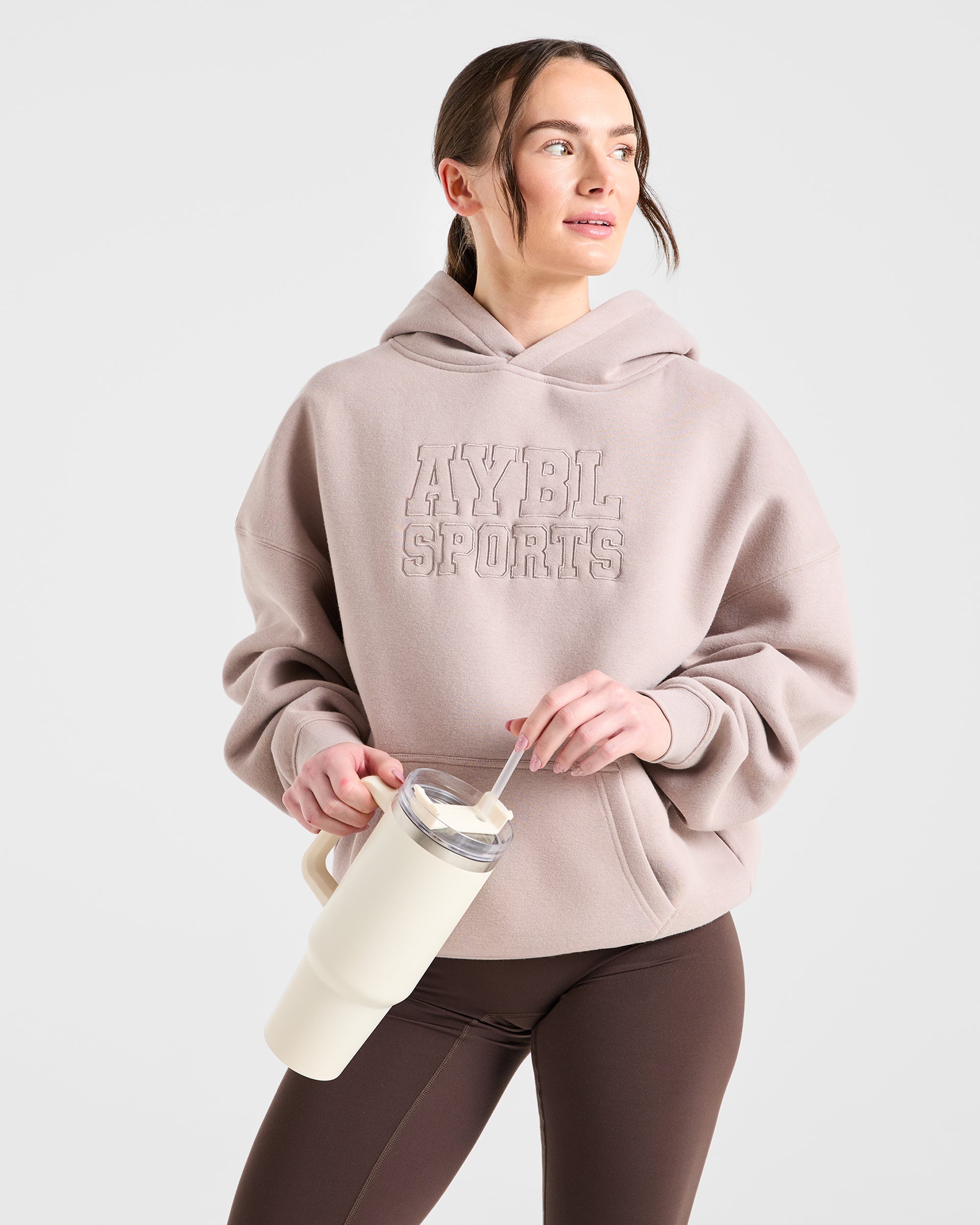 Sport Outline Oversized Hoodie - Pebble Gris