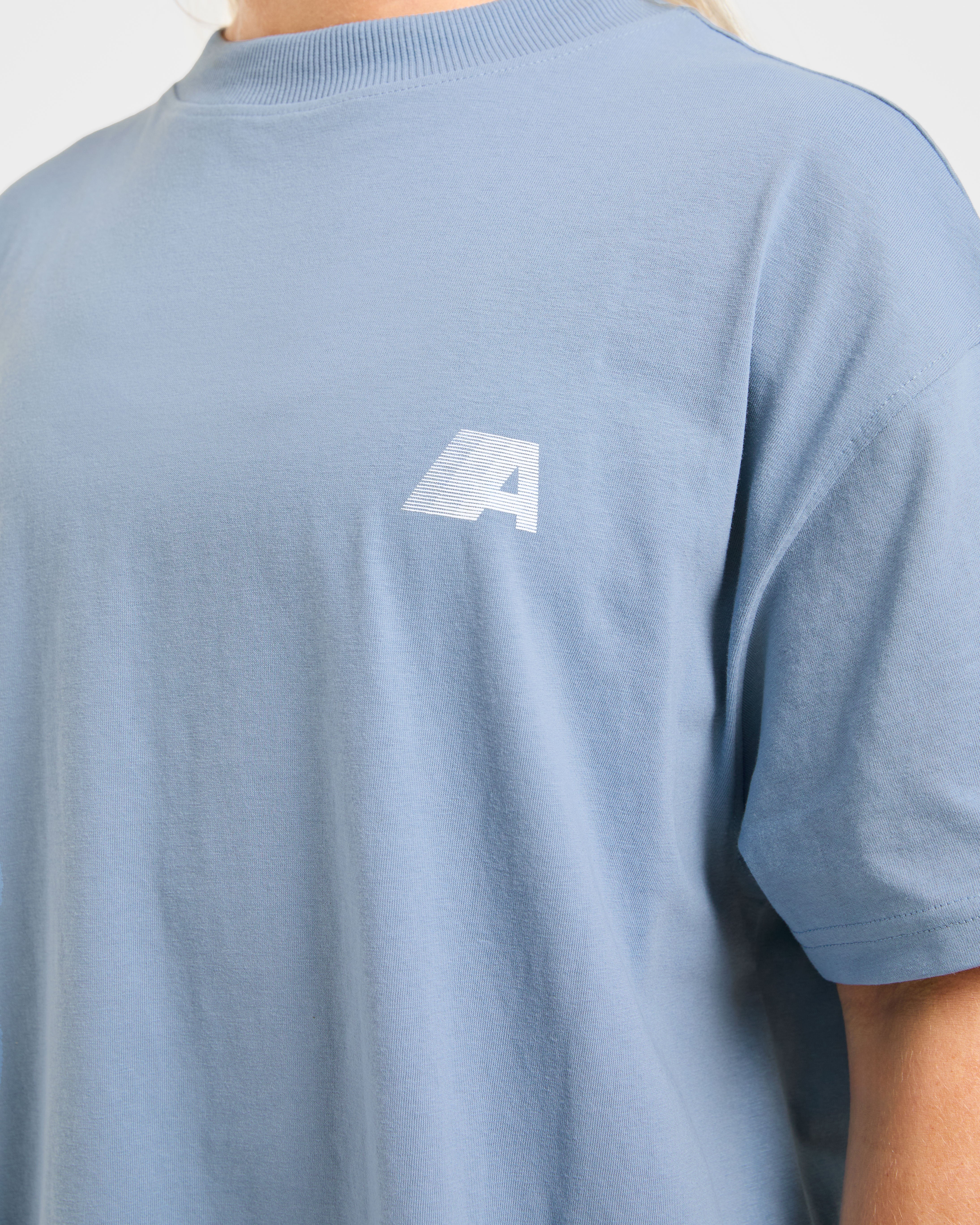 Retro Athletics Oversized T Shirt - Vintage Blue