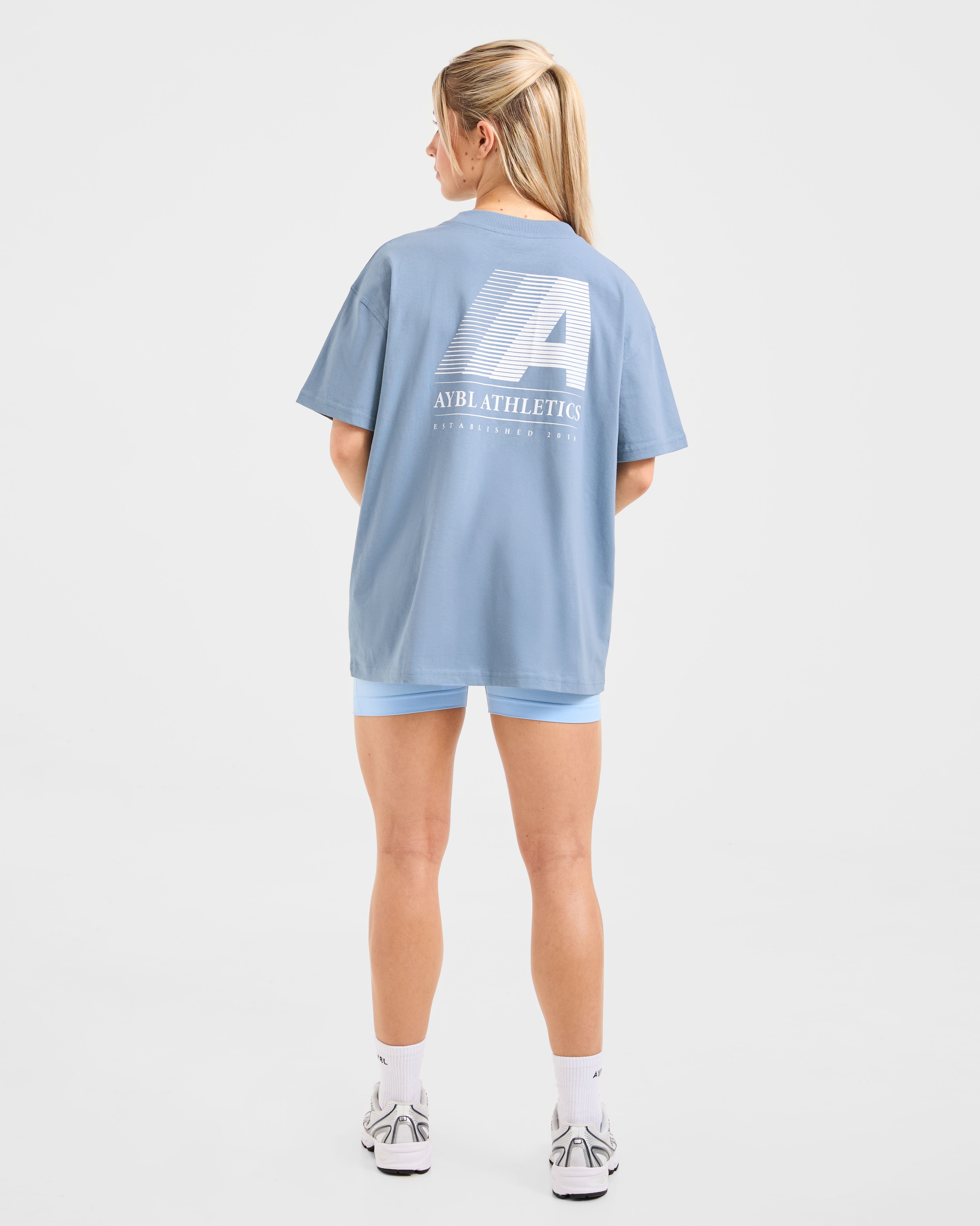 Retro Athletics Oversized T Shirt - Vintage Blue