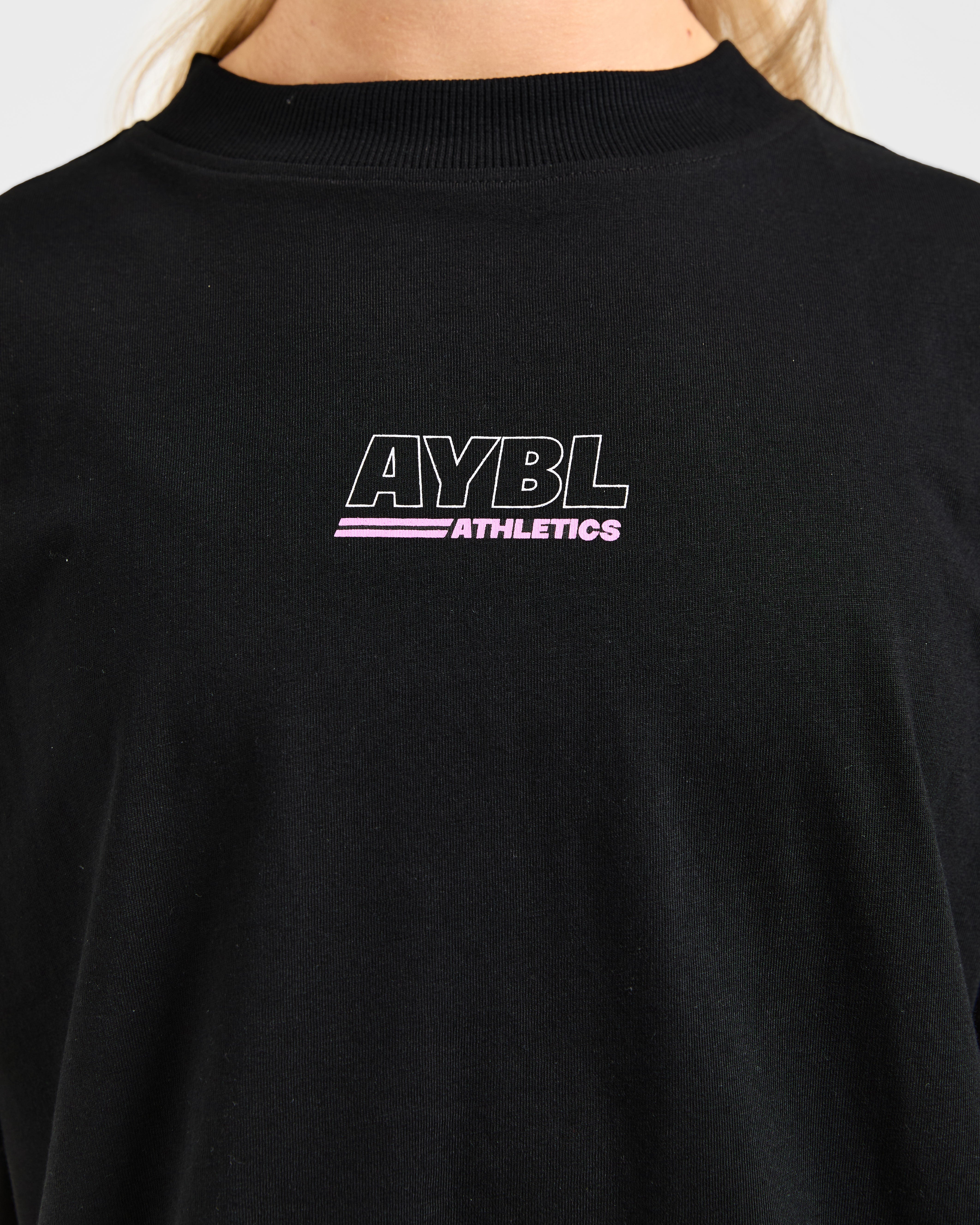 Athletics Track Oversized T Shirt - Noir/Rose