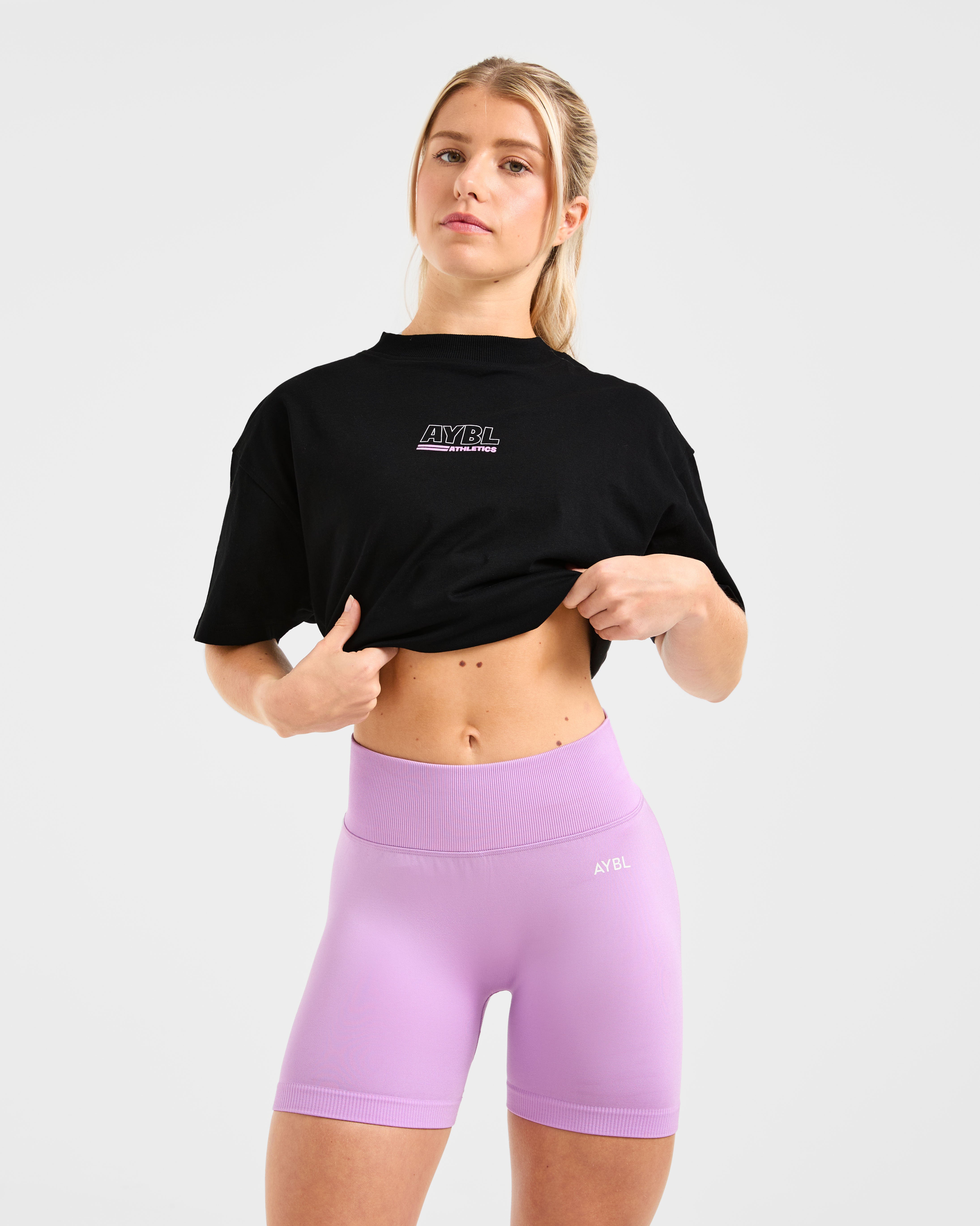 Athletics Track Oversized T Shirt - Noir/Rose