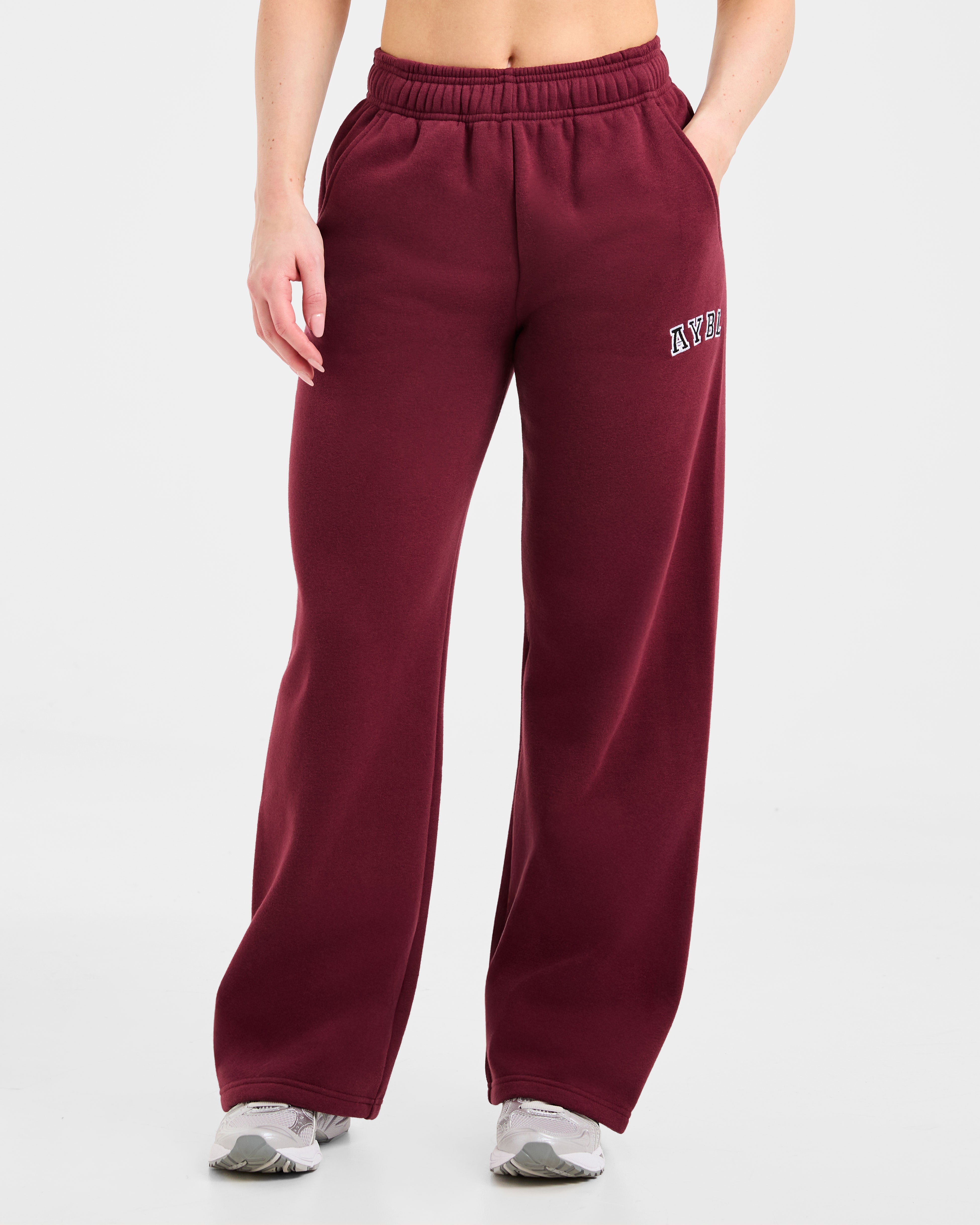 Varsity 2.0 Oversized Straight Leg Joggers - Rouge Wine