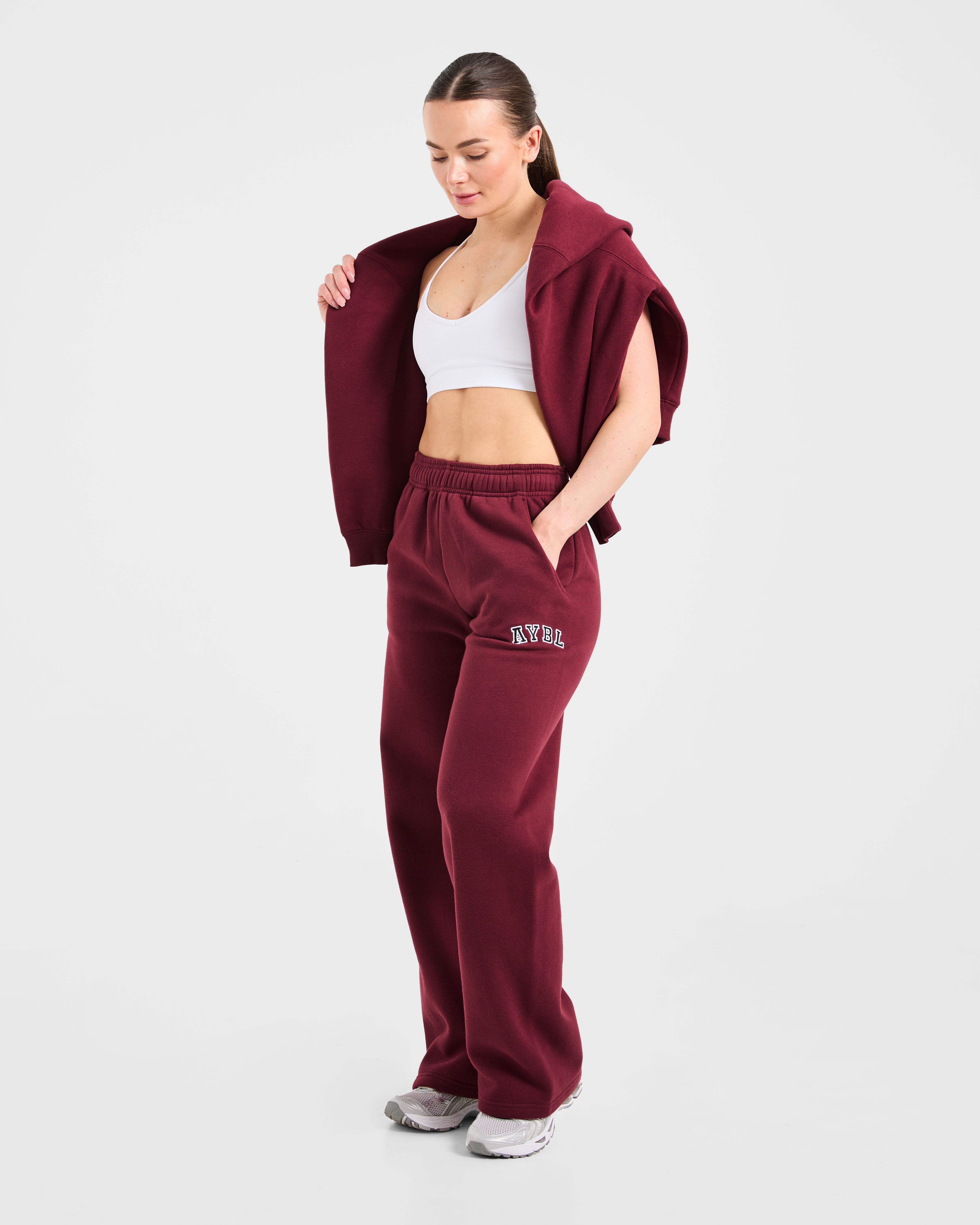 Varsity 2.0 Oversized Straight Leg Joggers - Rouge Wine