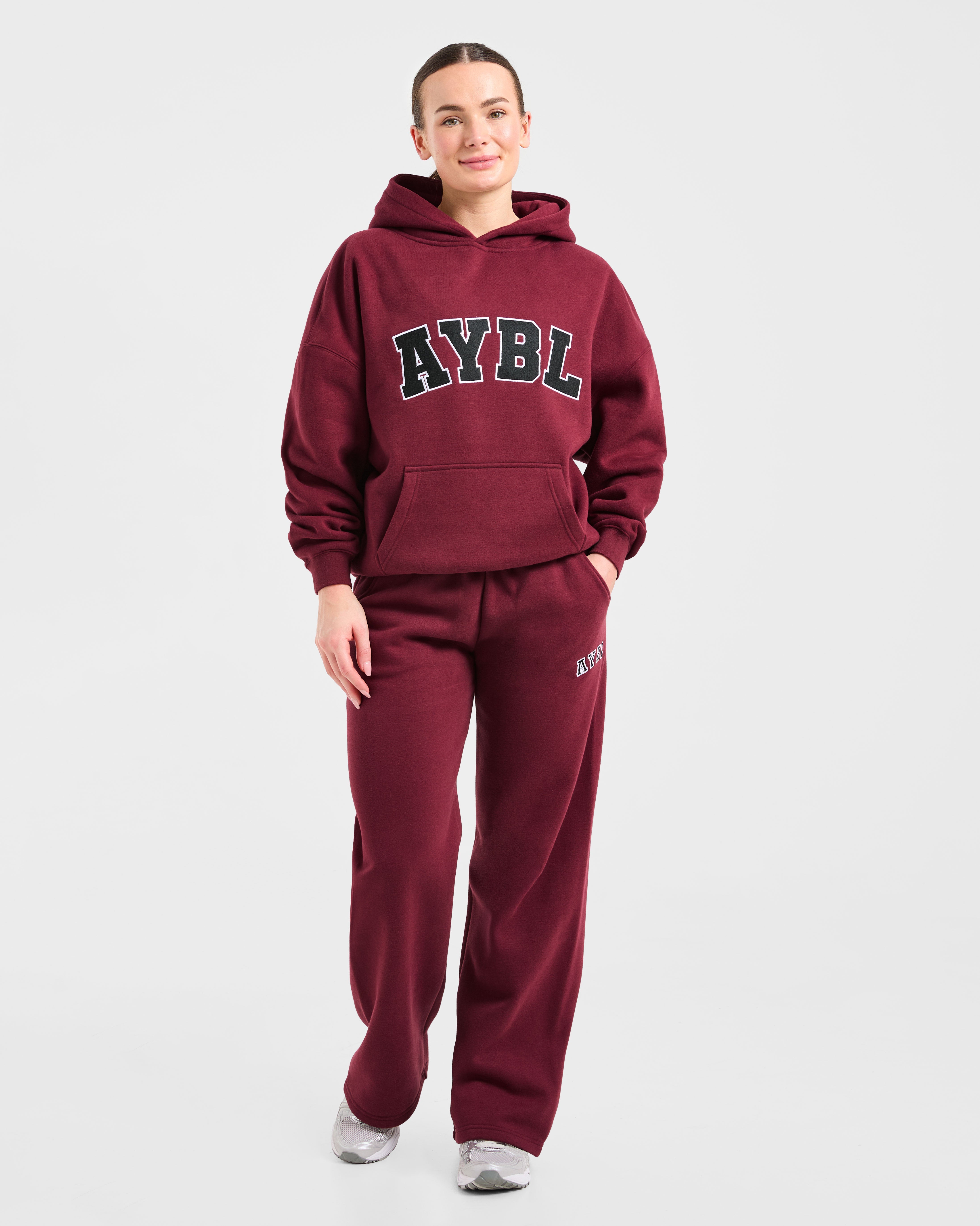 Varsity 2.0 Oversized Straight Leg Joggers - Rouge Wine