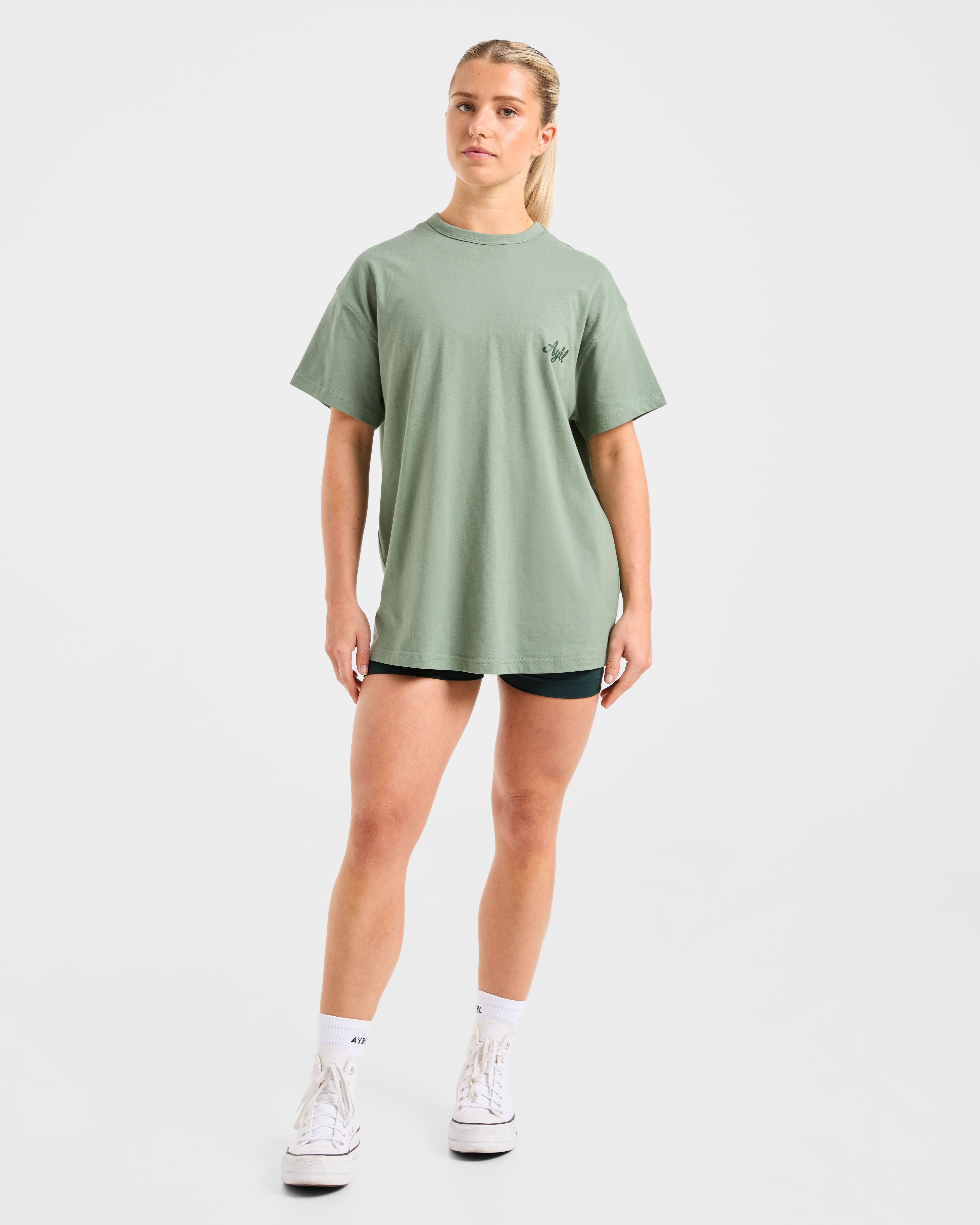 Body Achieve Mind Believe Oversized T Shirt - Vert