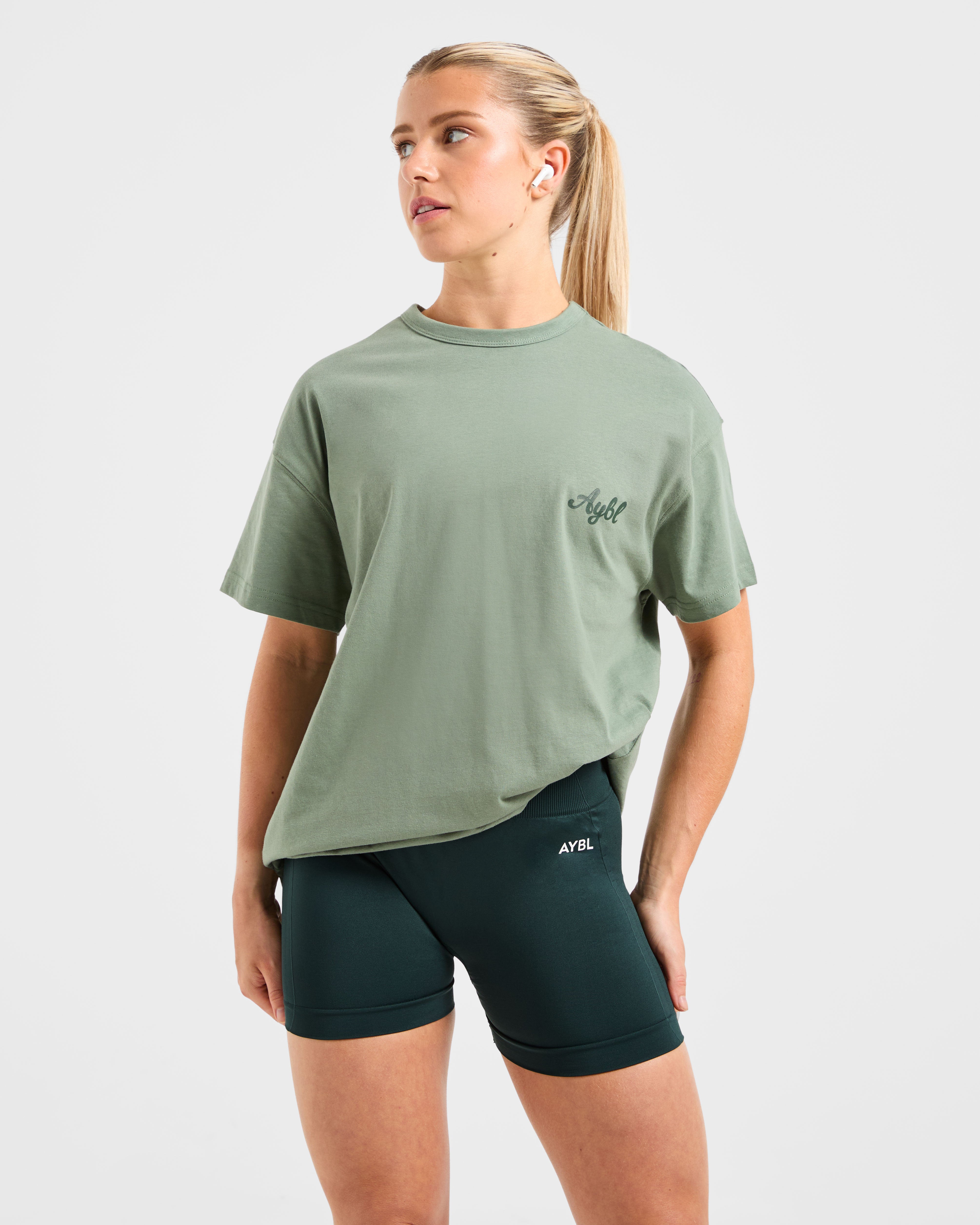 Body Achieve Mind Believe Oversized T Shirt - Vert