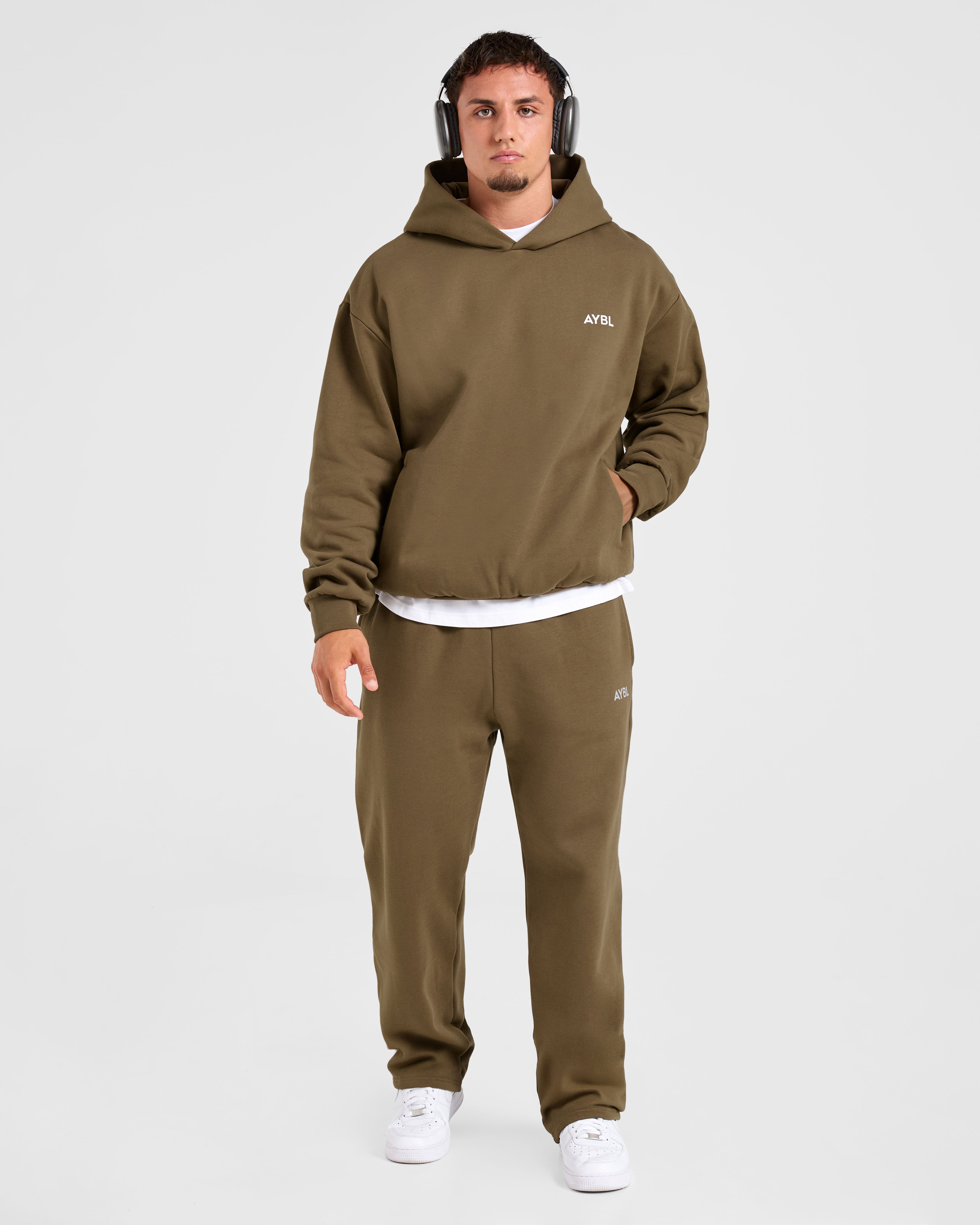 Essential Oversized Straight Leg Joggers- Olive Vert