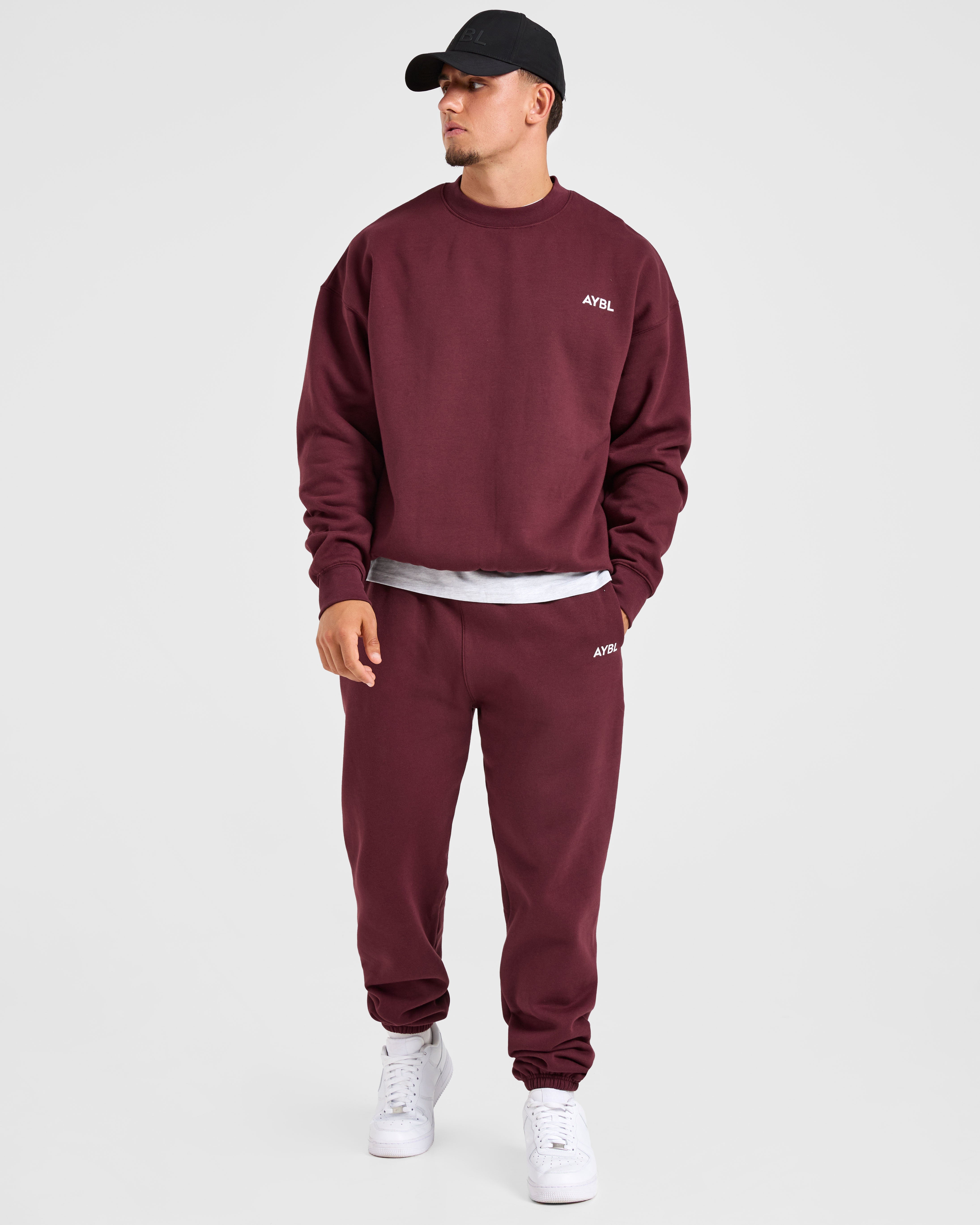 Essential Oversized Joggers - Burgundy Rouge