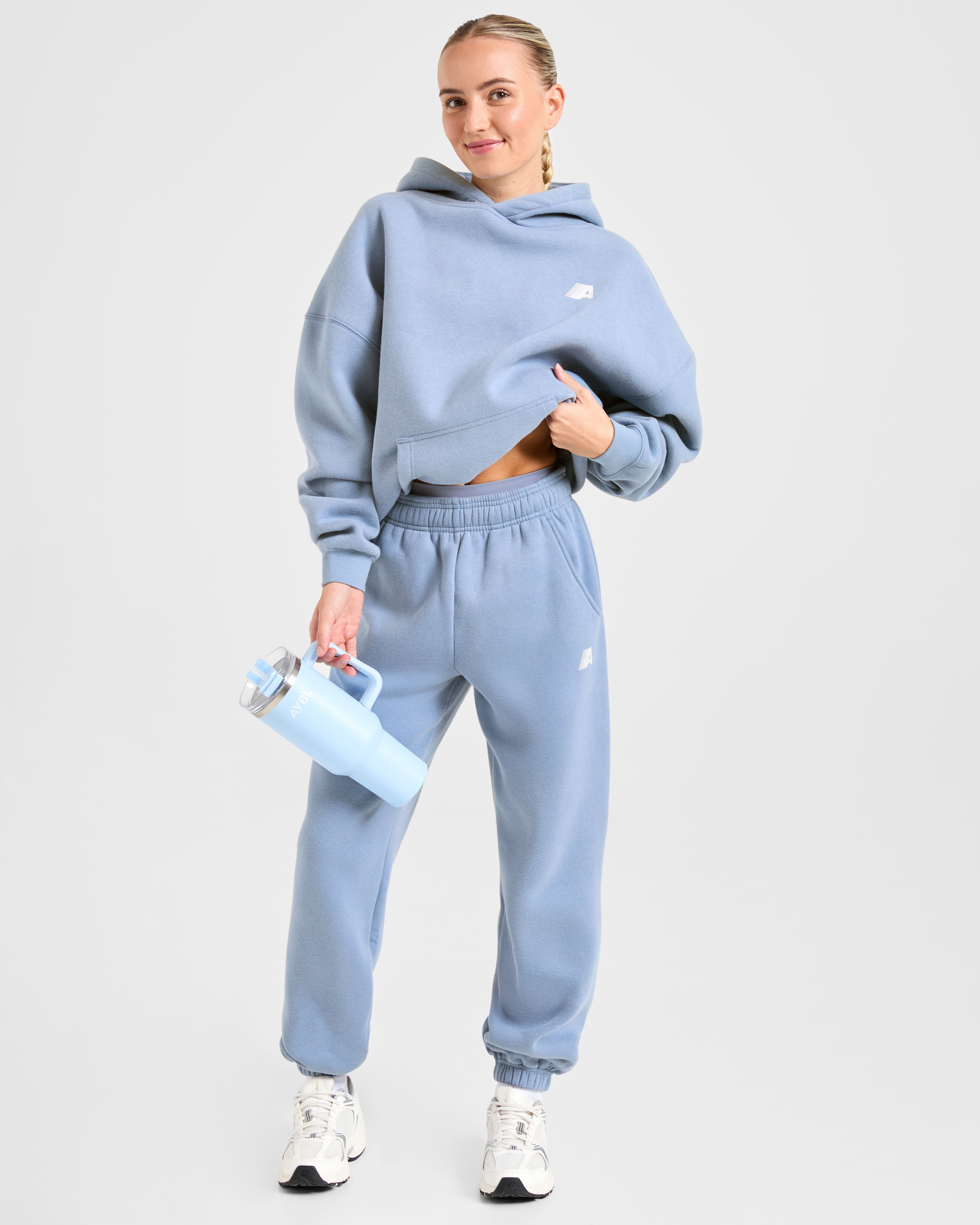 Retro Athletics Oversized Joggers - Vintage Bleu