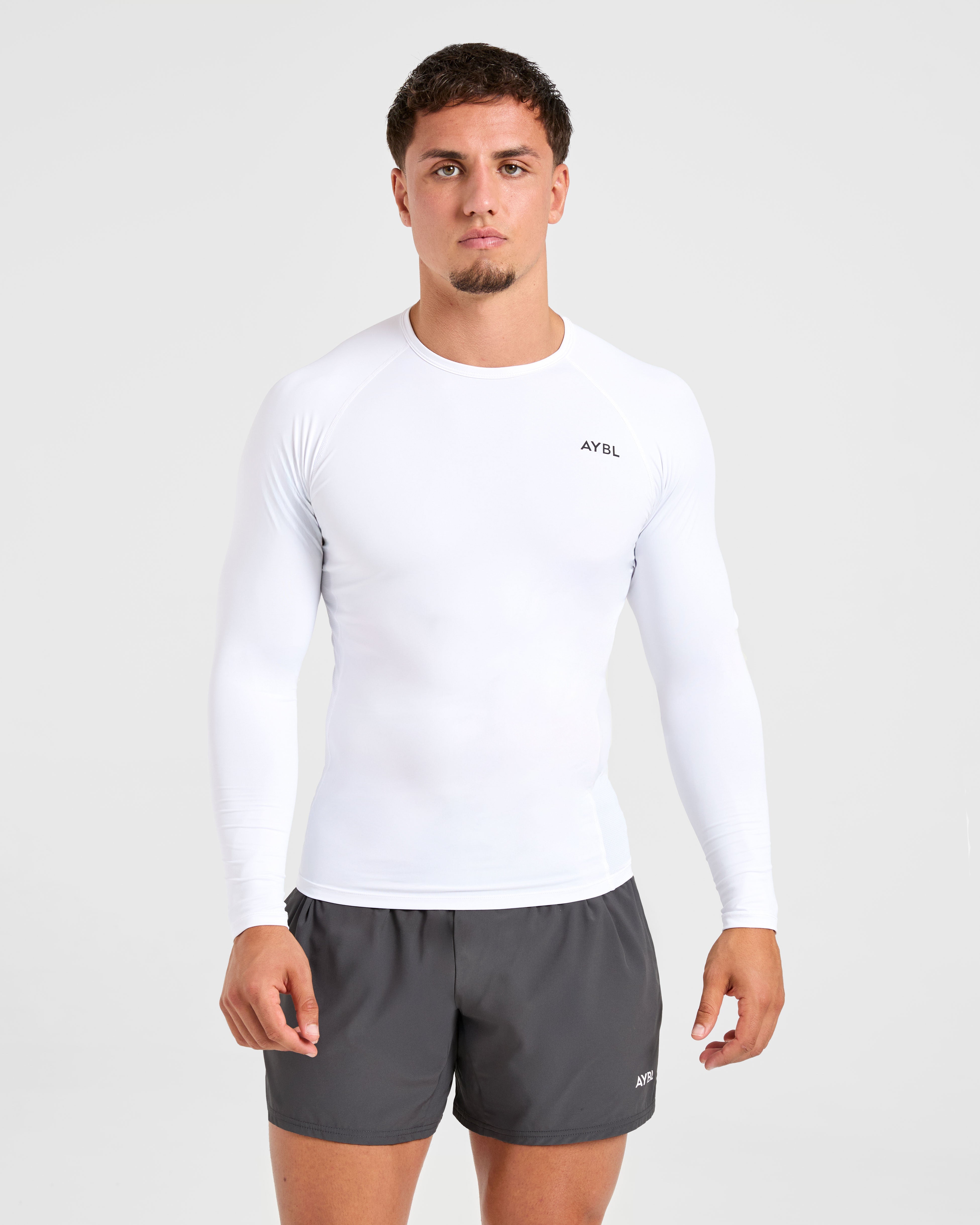 Compression Long Sleeve T Shirt - Blanc