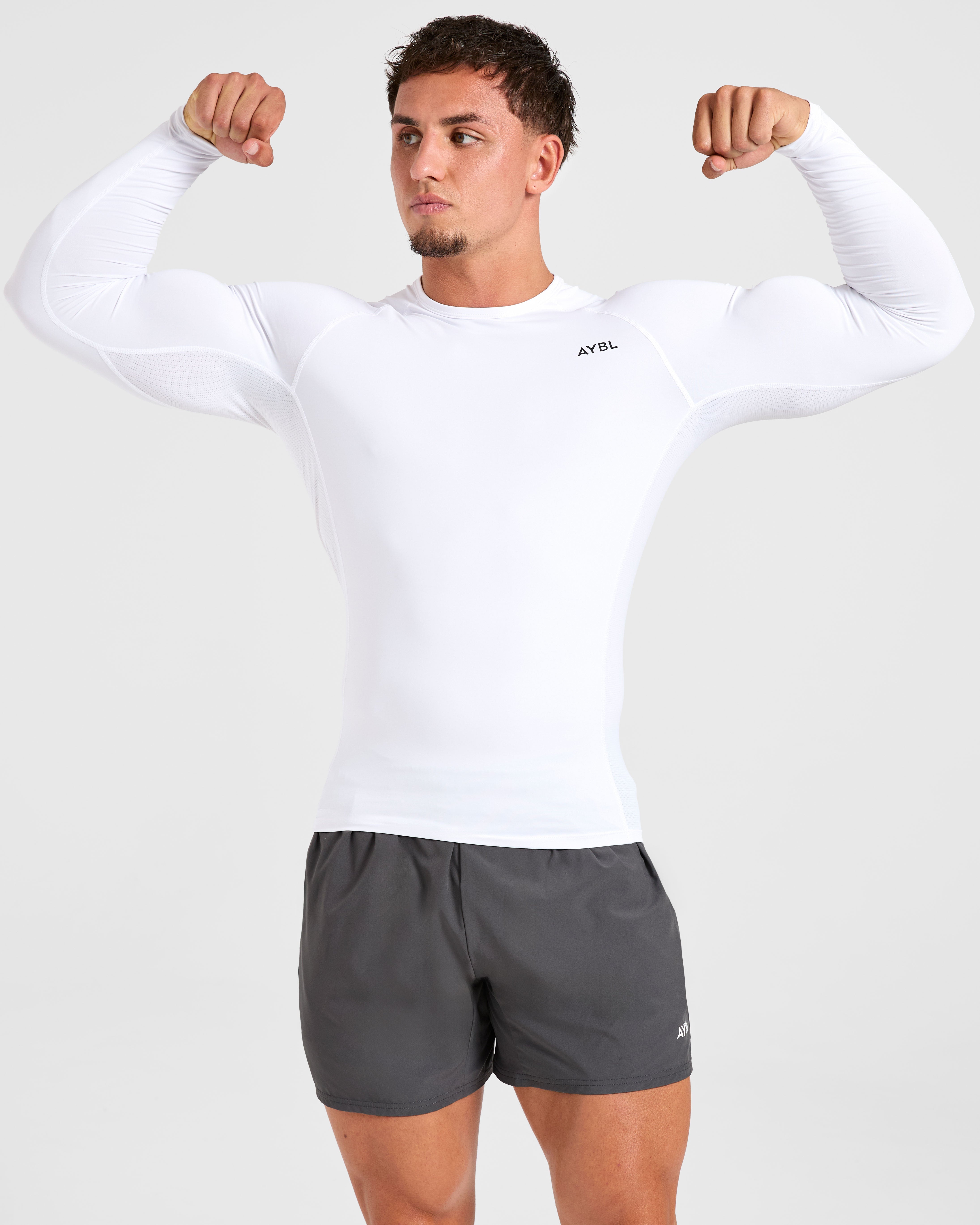 Compression Long Sleeve T Shirt - Blanc