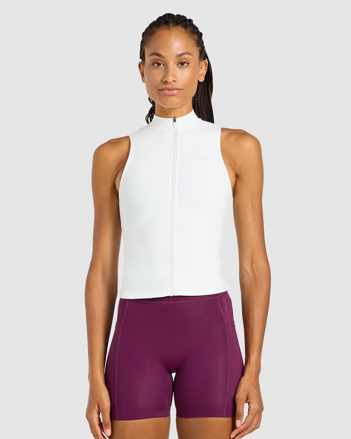 Run Sleeveless Zip Up Jacket - Blanc