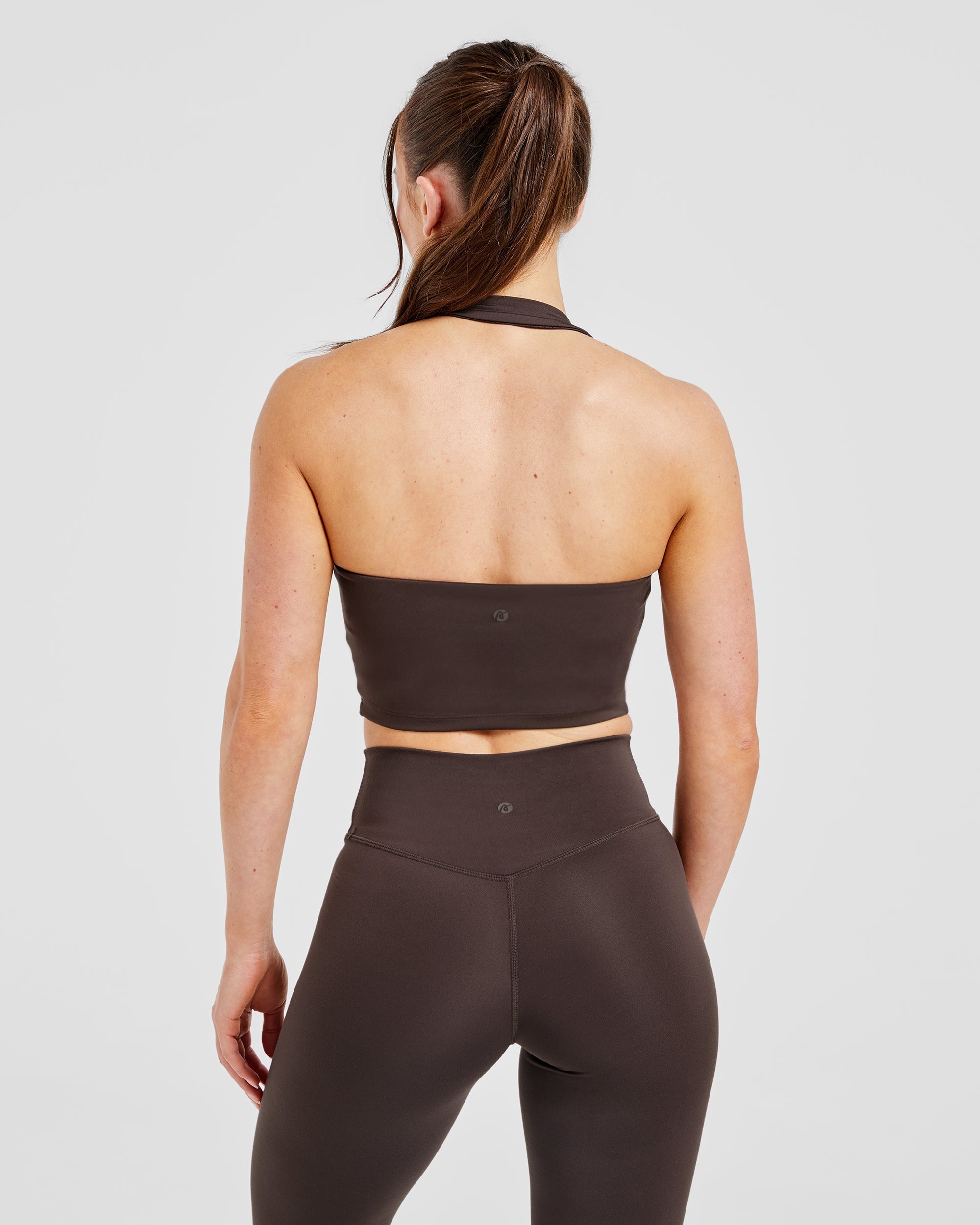 Staple Halterneck Crop Top - Coffee Brun