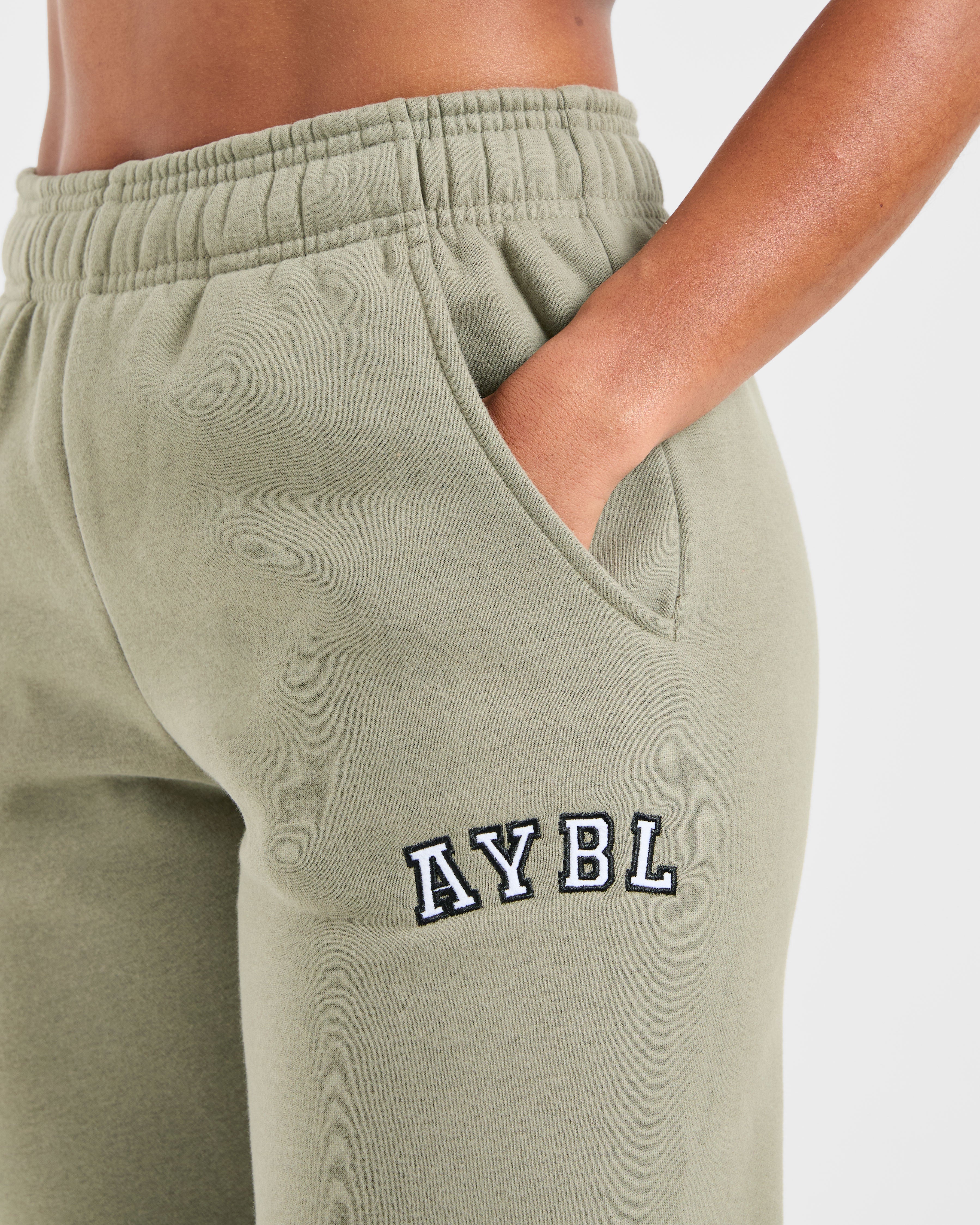 Varsity 2.0 Oversized Straight Leg Joggers - Muted Olive