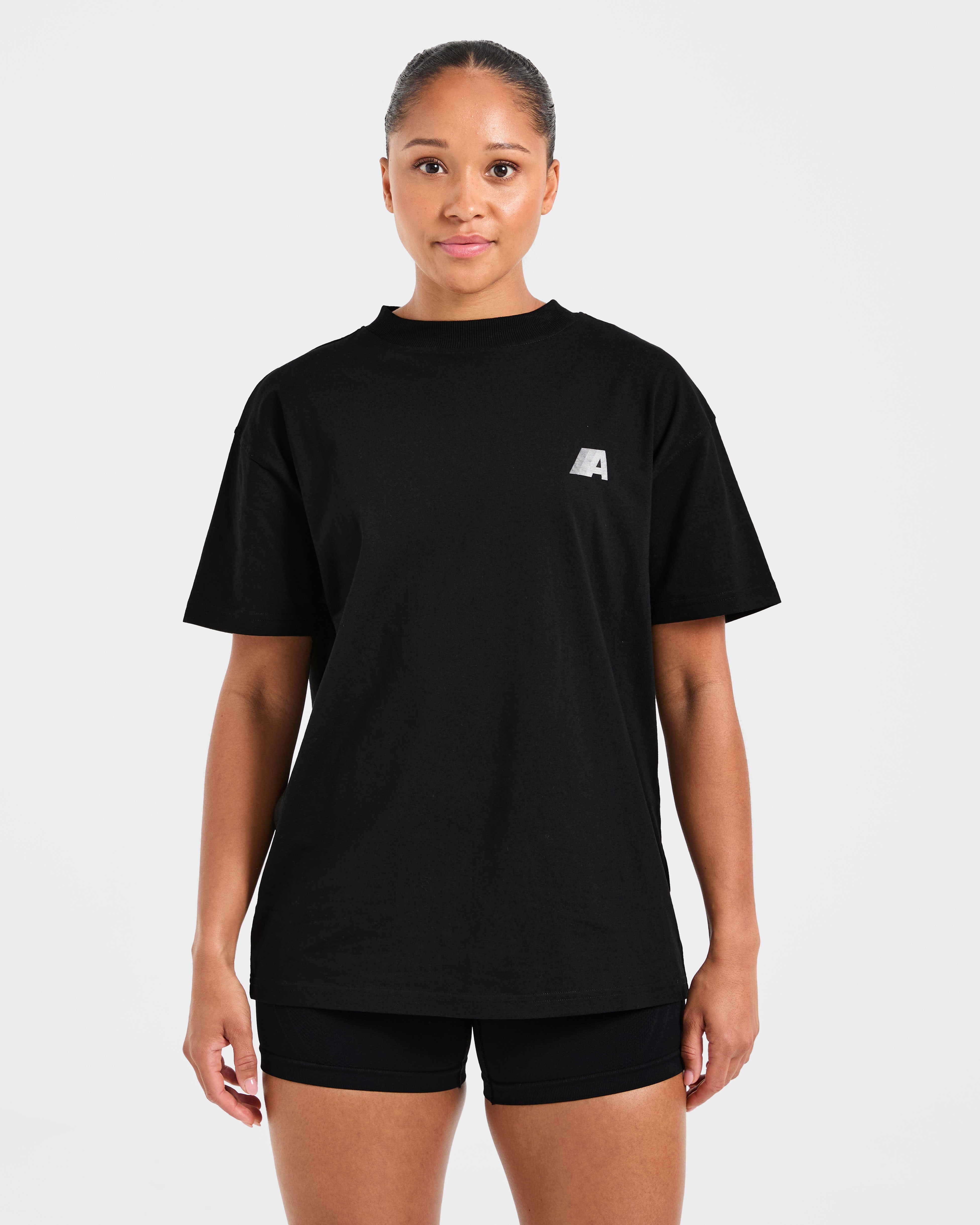 Retro Athletics Oversized T Shirt - Noir