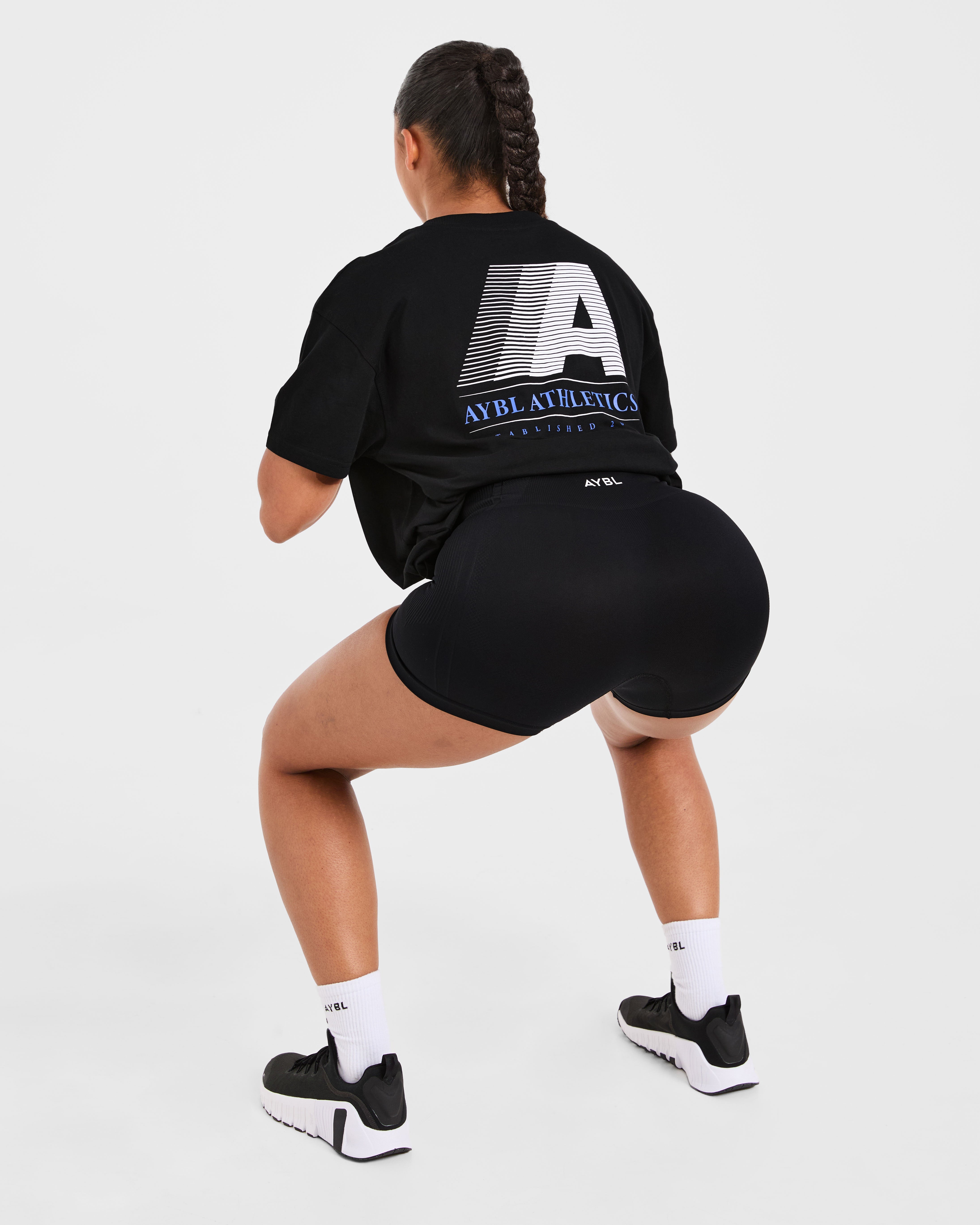 Retro Athletics Oversized T Shirt - Noir
