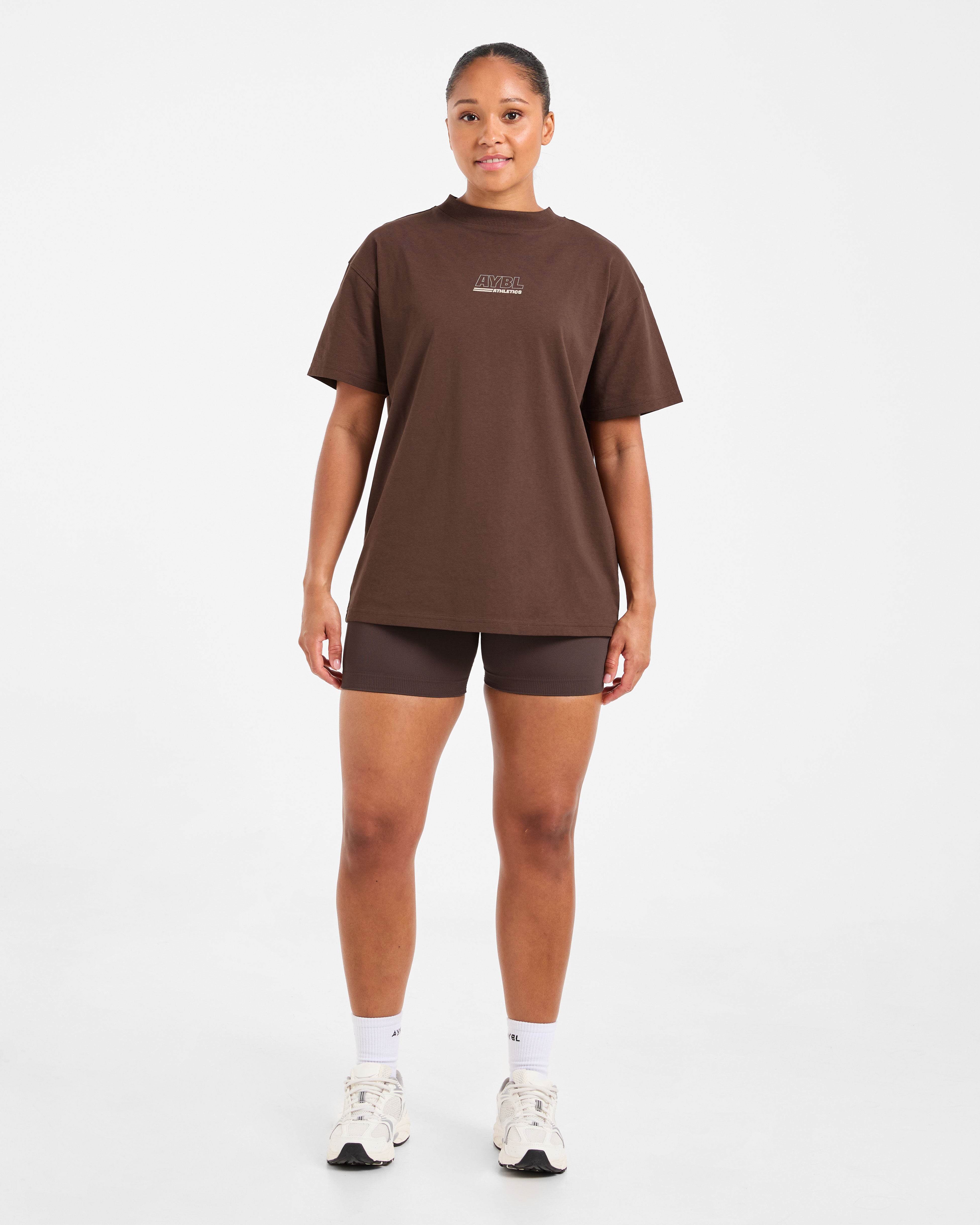 Athletics Track Oversized T Shirt - Marron/Sand