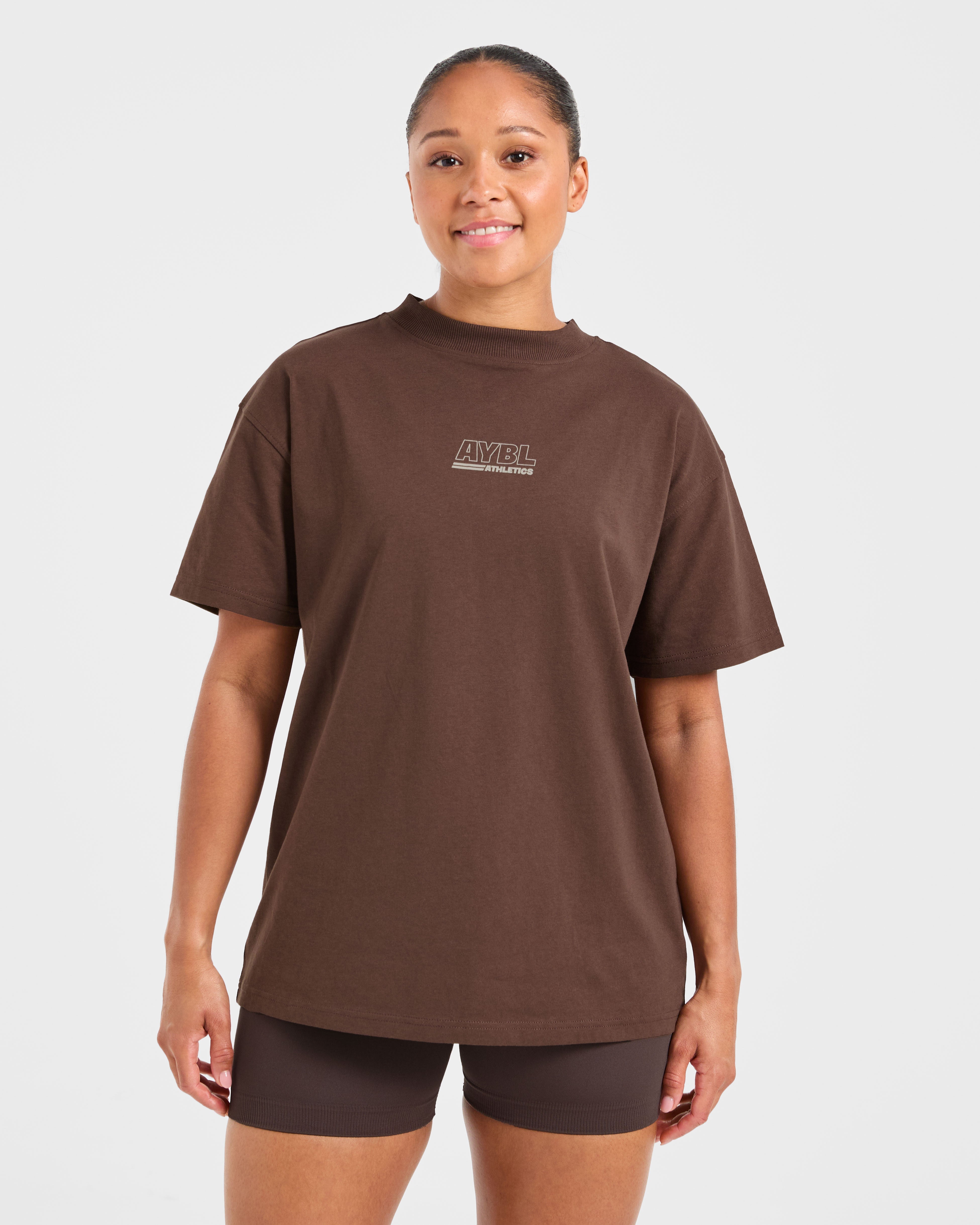 Athletics Track Oversized T Shirt - Marron/Sand