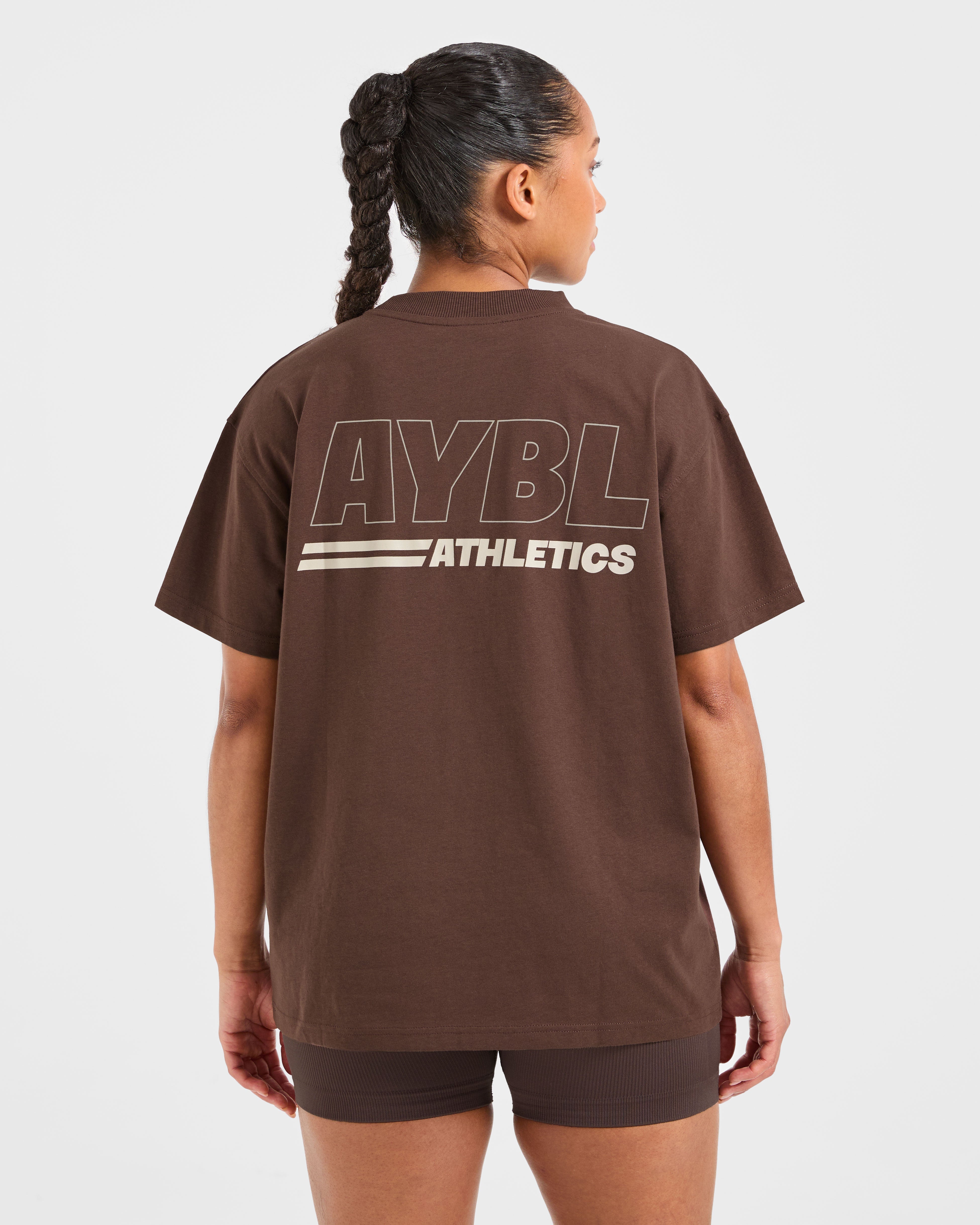 Athletics Track Oversized T Shirt - Marron/Sand