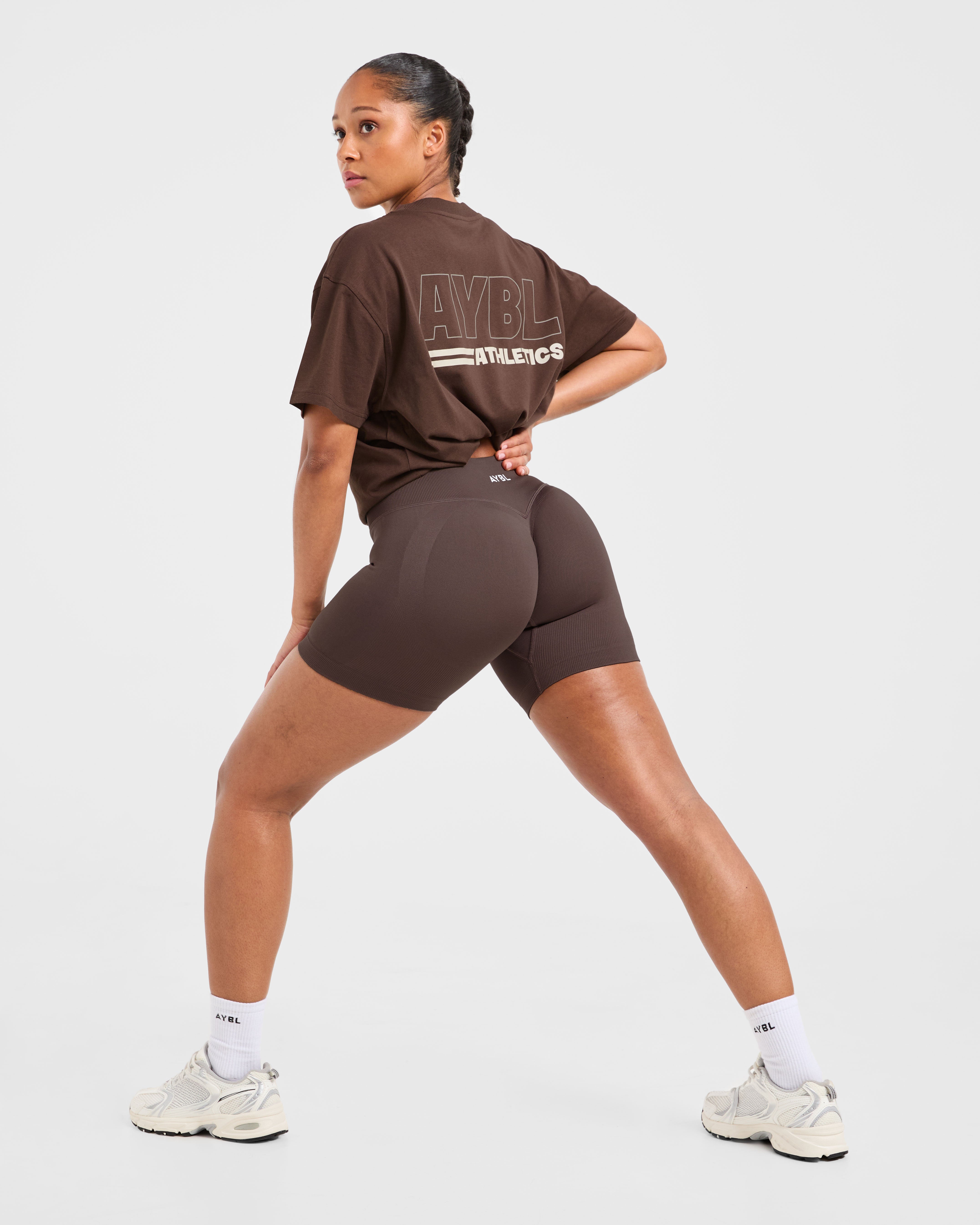 Athletics Track Oversized T Shirt - Marron/Sand