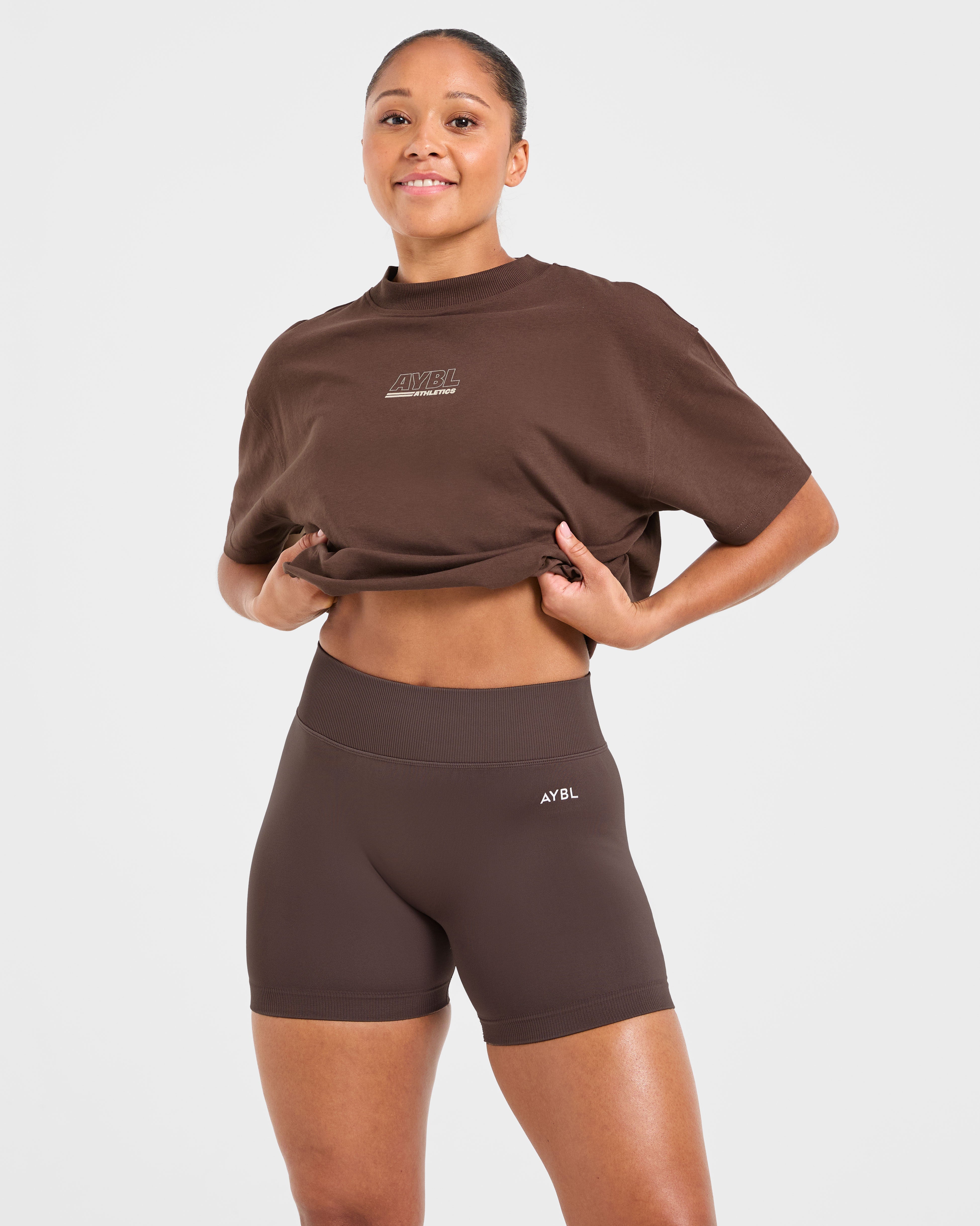 Athletics Track Oversized T Shirt - Marron/Sand
