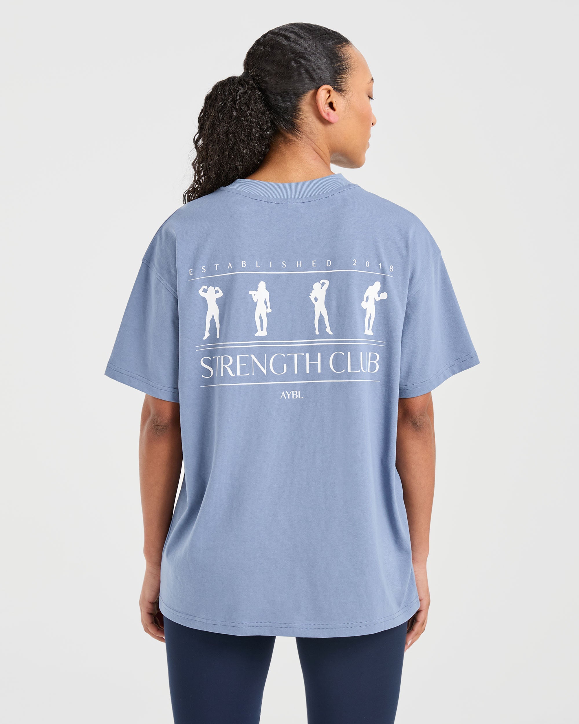 Strength Club Oversized T Shirt - Bleu