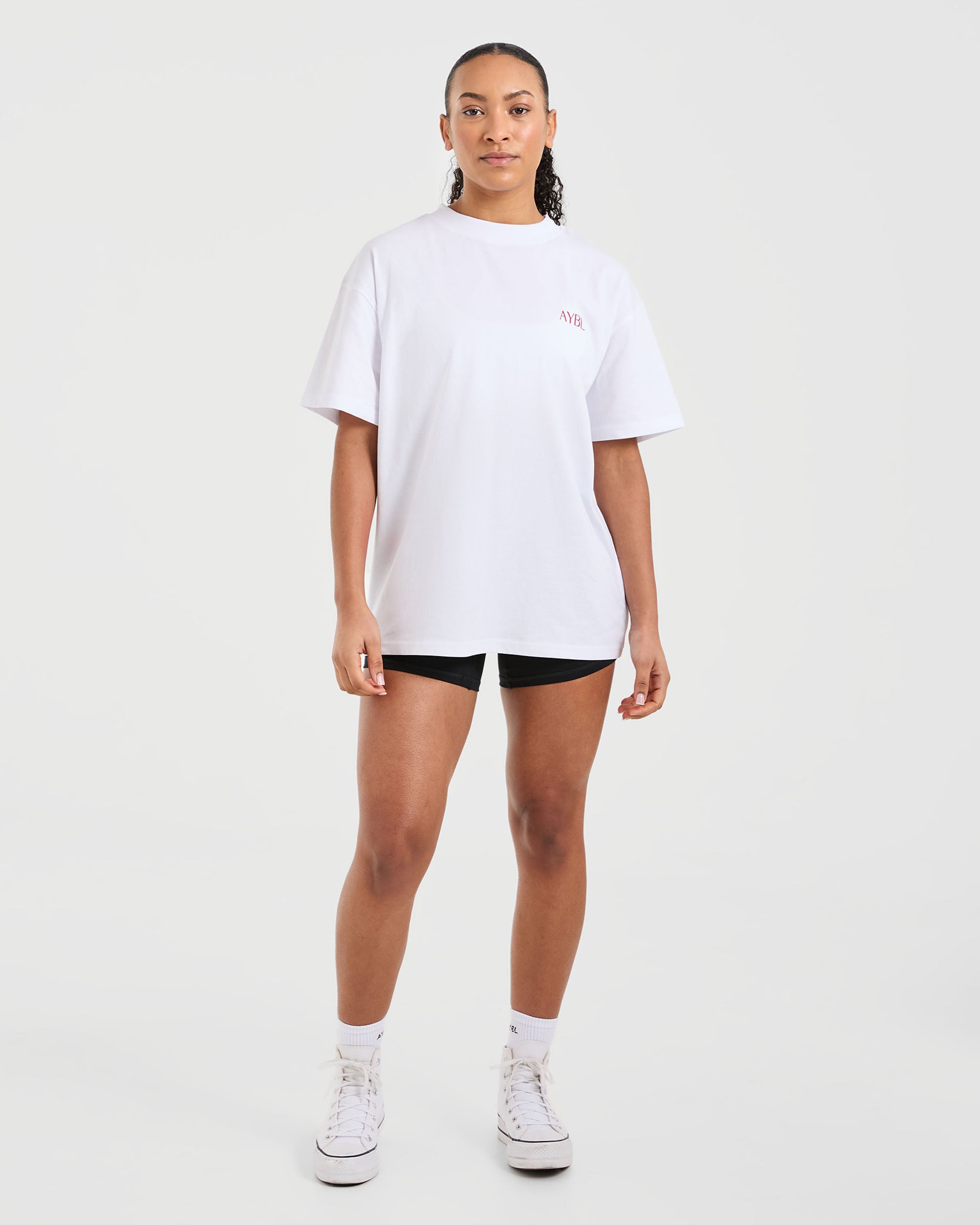 Strength Club Oversized T Shirt - White/Rouge