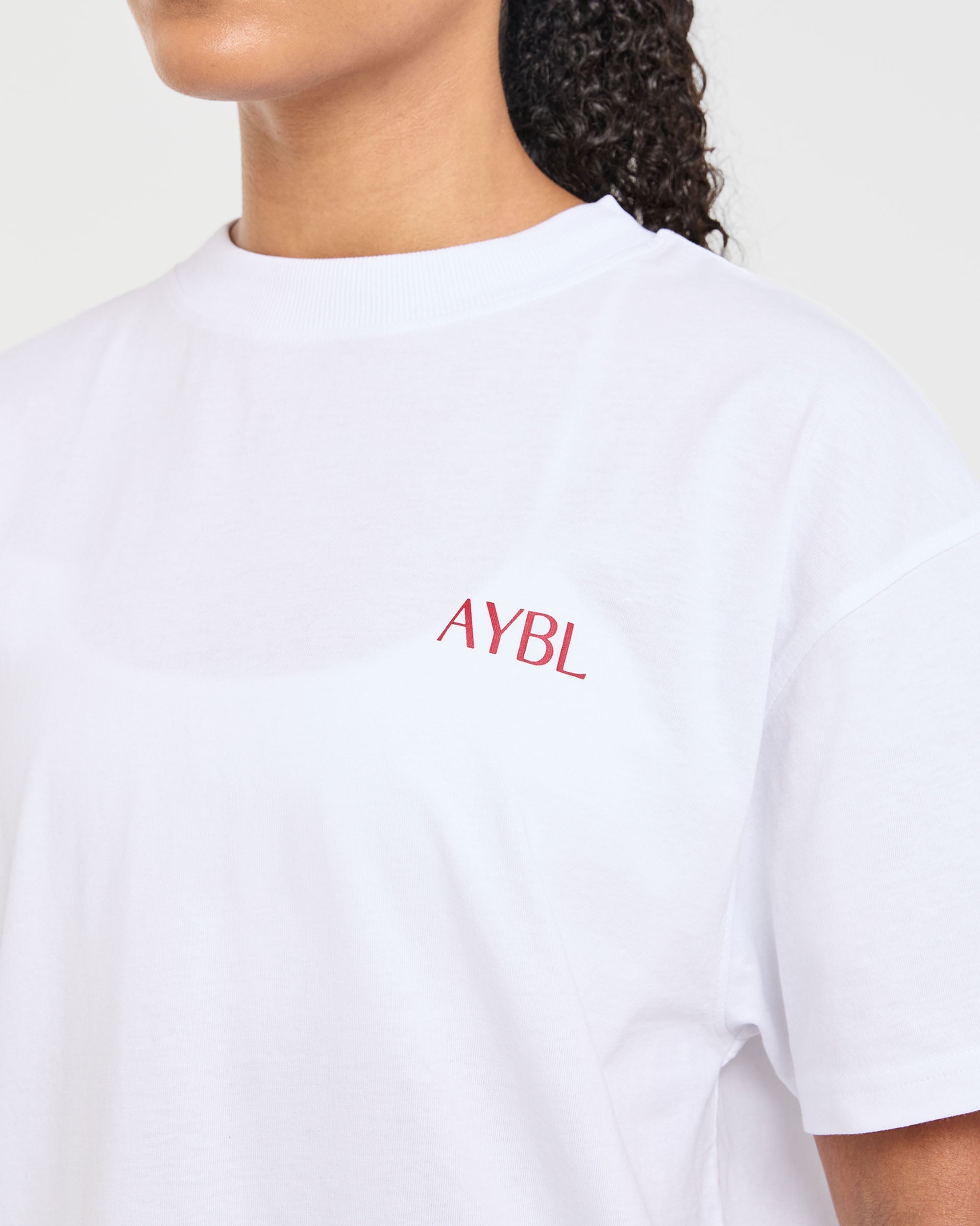 Strength Club Oversized T Shirt - White/Rouge