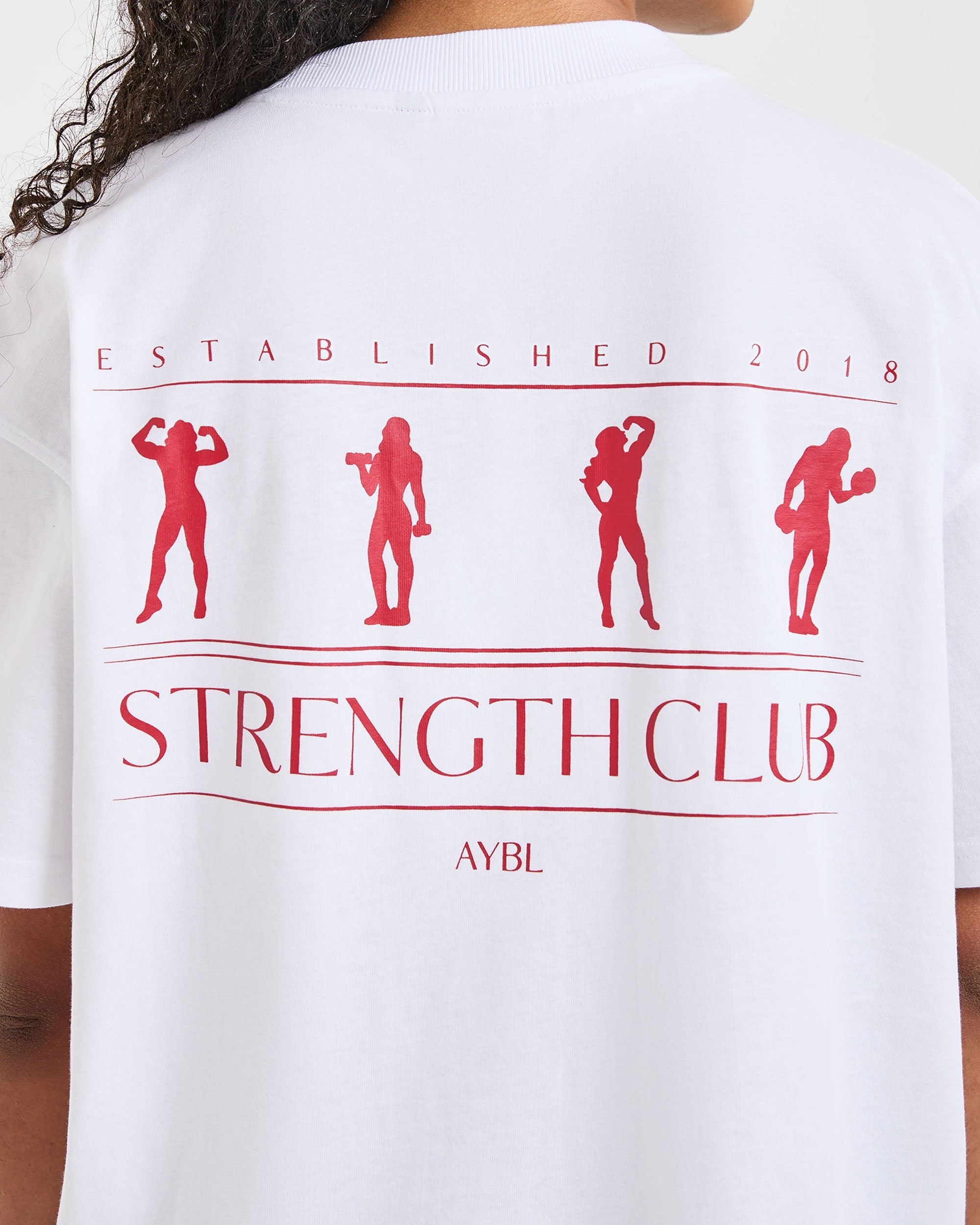 Strength Club Oversized T Shirt - White/Rouge