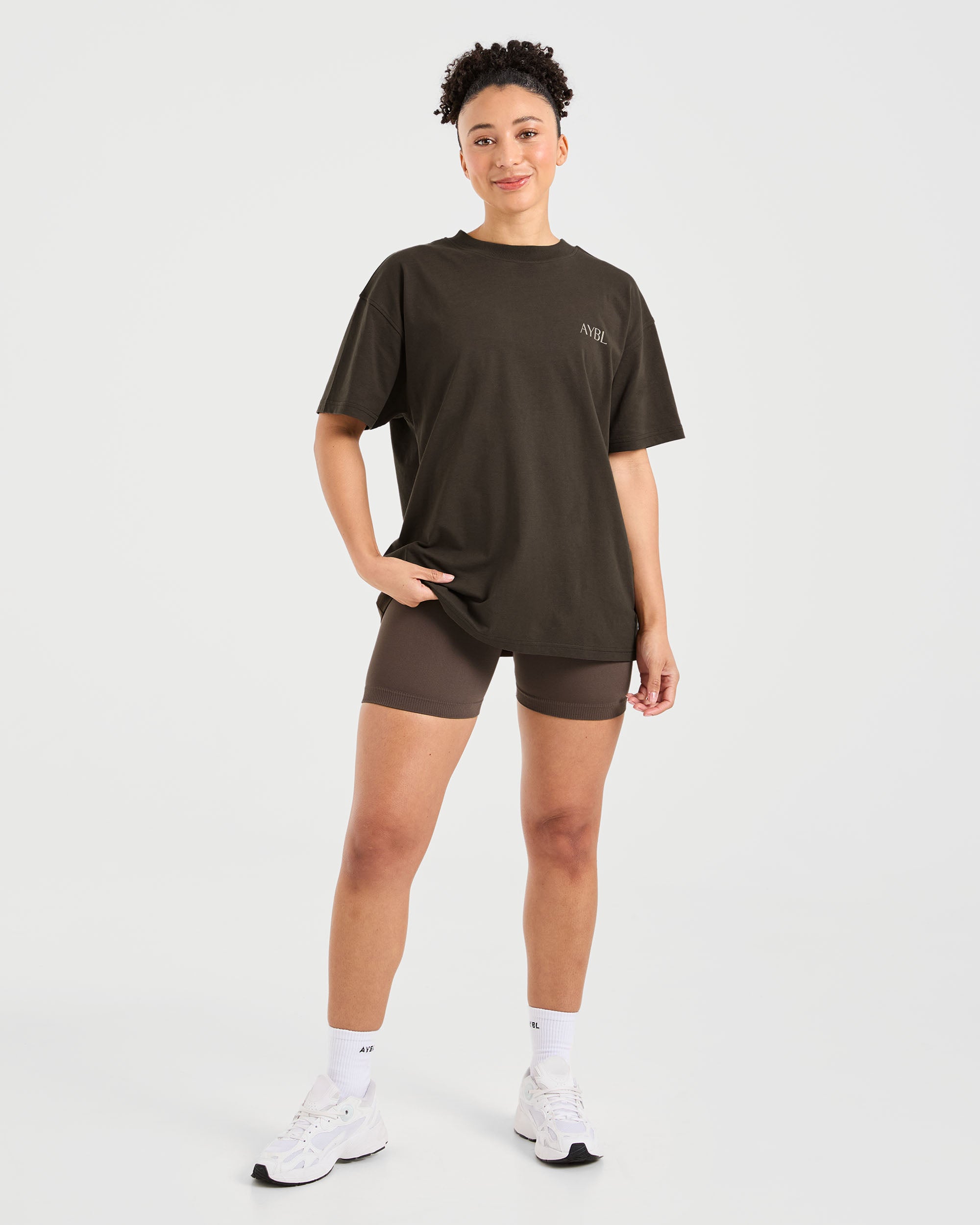 Strength Club Oversized T Shirt - Marron
