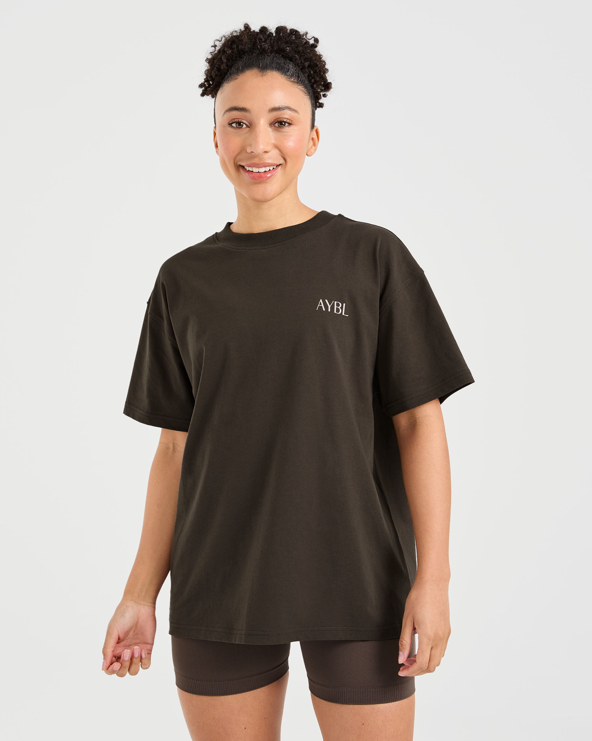 Strength Club Oversized T Shirt - Marron