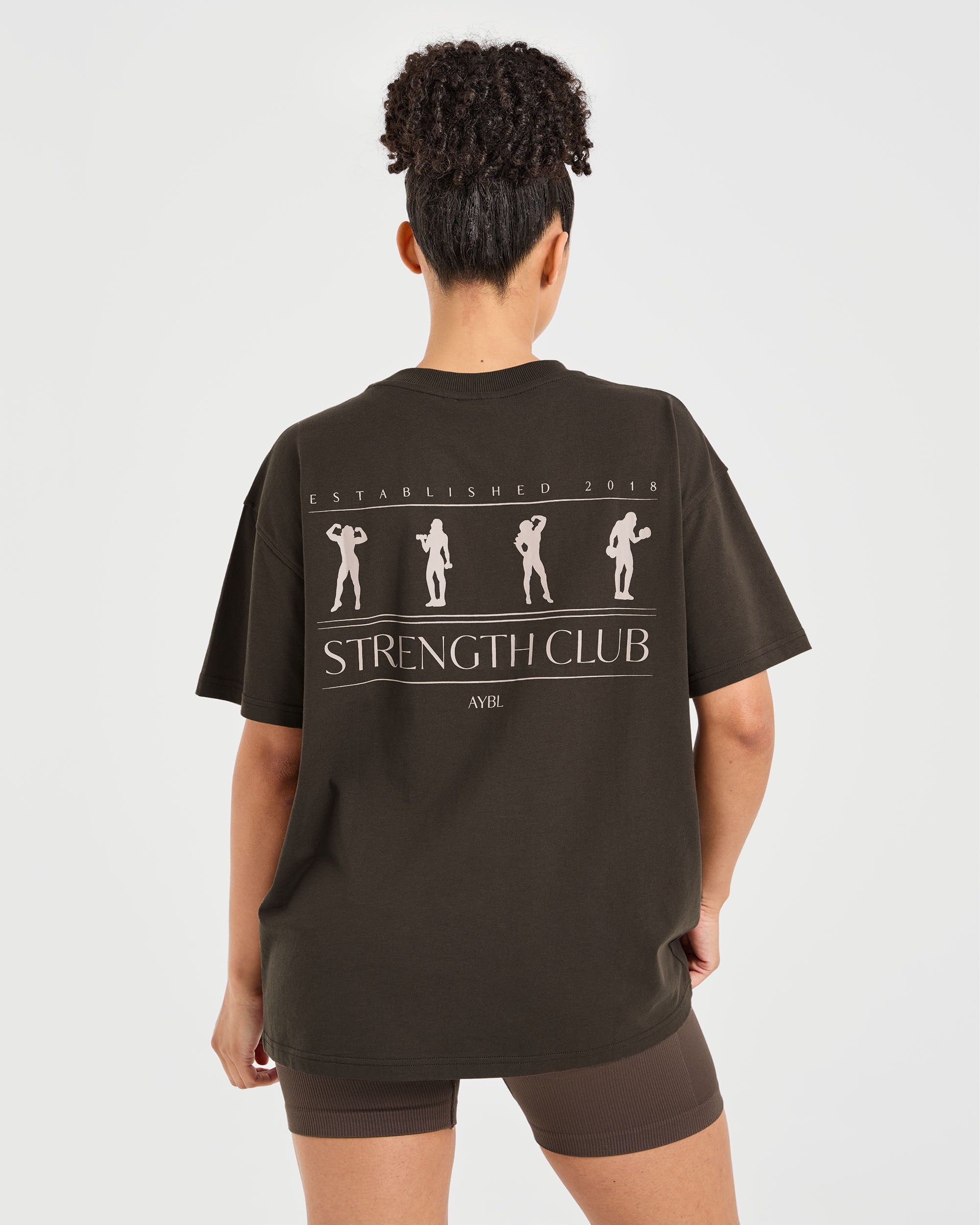 Strength Club Oversized T Shirt - Marron