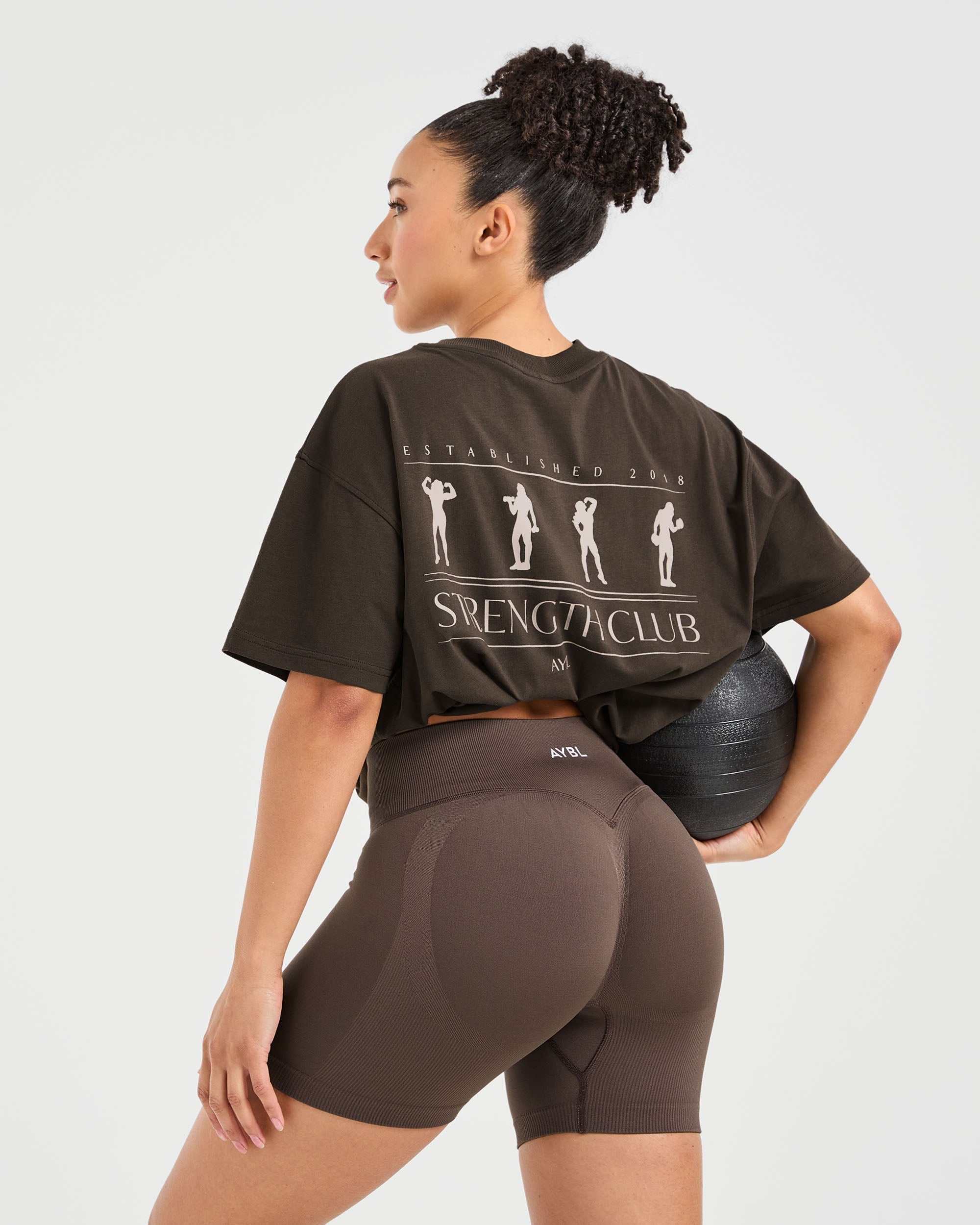 Strength Club Oversized T Shirt - Marron