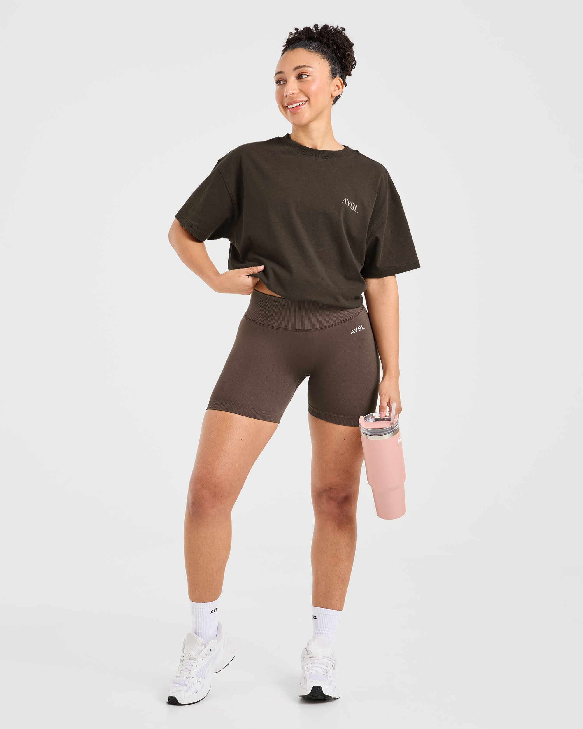 Strength Club Oversized T Shirt - Marron