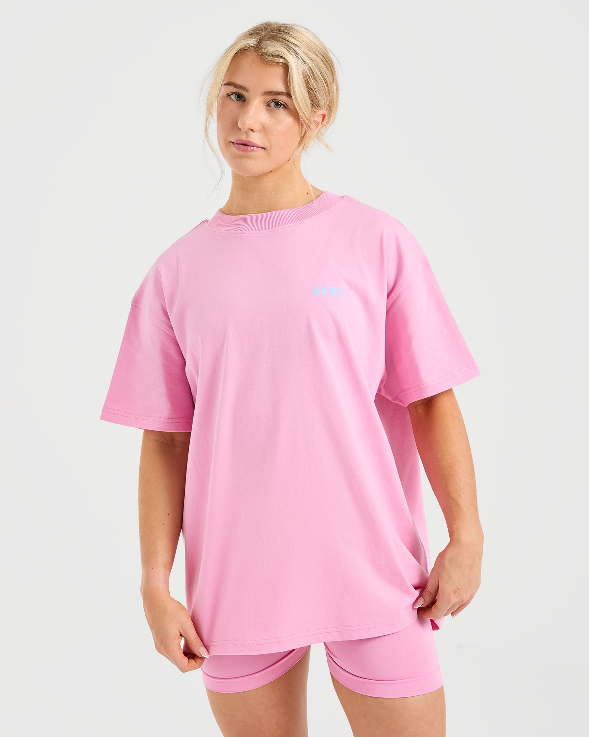 Sports Club Wavy Oversized T Shirt - Baby Rose